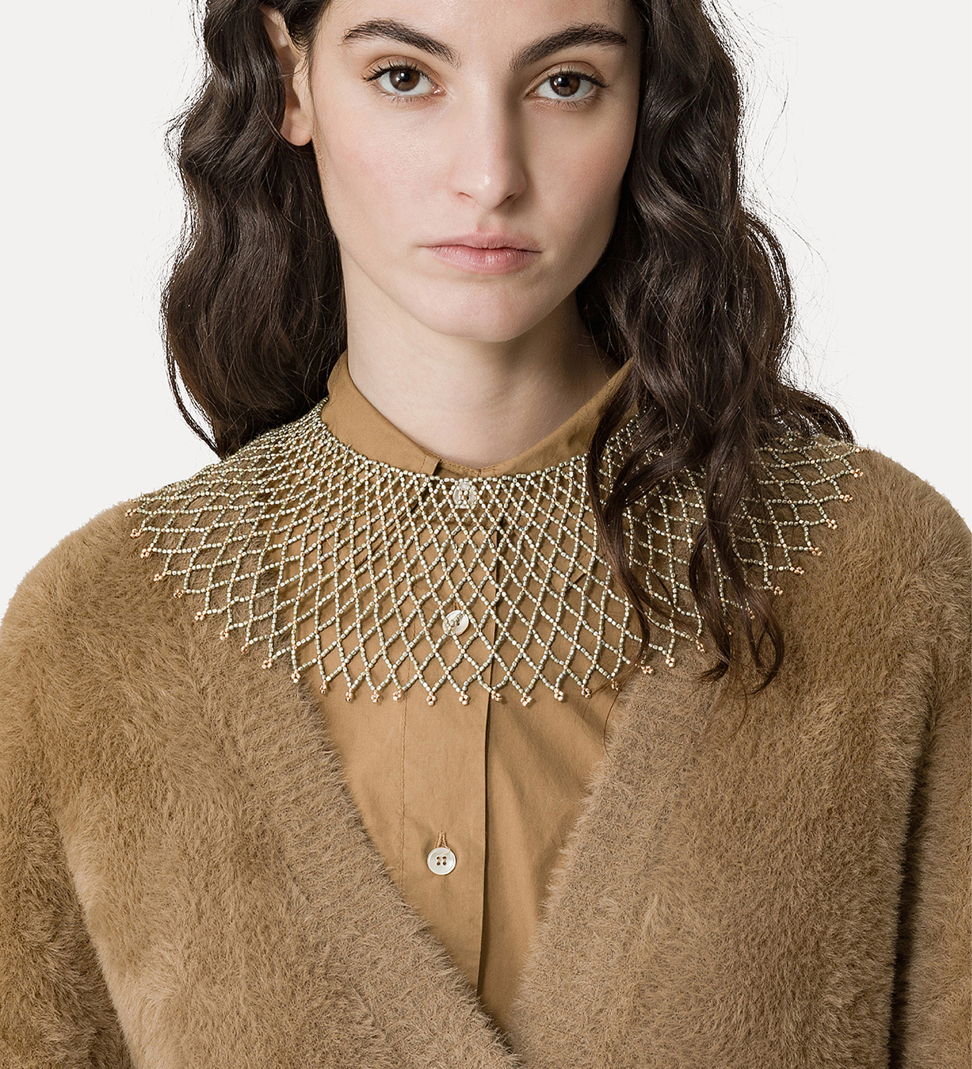 cardigan in velvet–fur–effect yarn | forte_forte