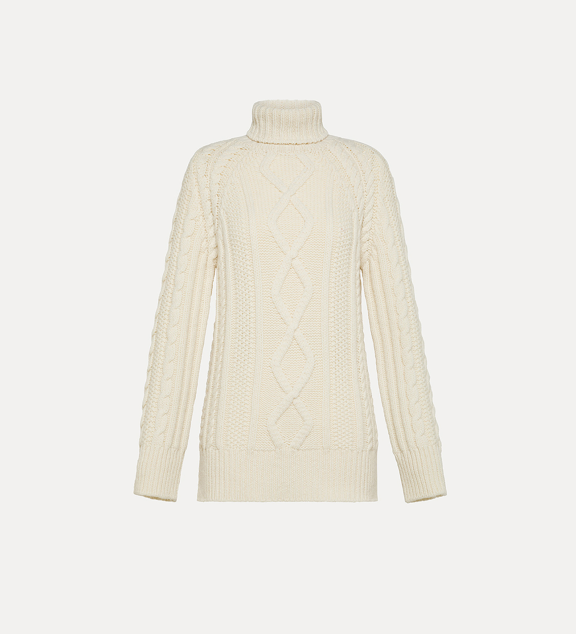 oversized aran turtleneck in soft wool | forte_forte