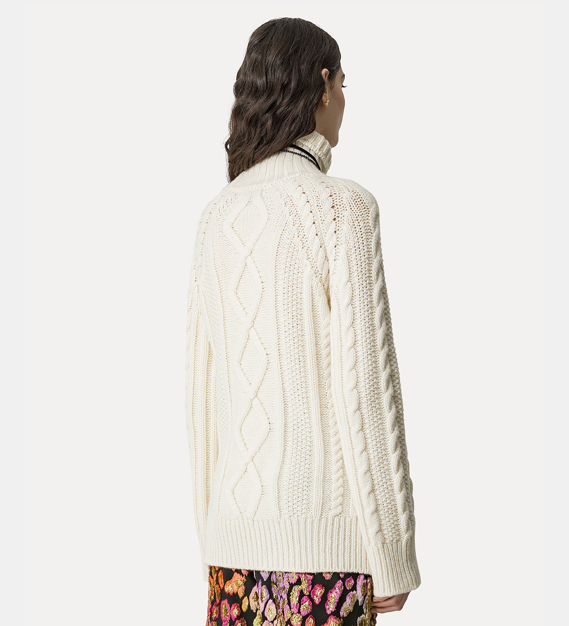 oversized aran turtleneck in soft wool | forte_forte