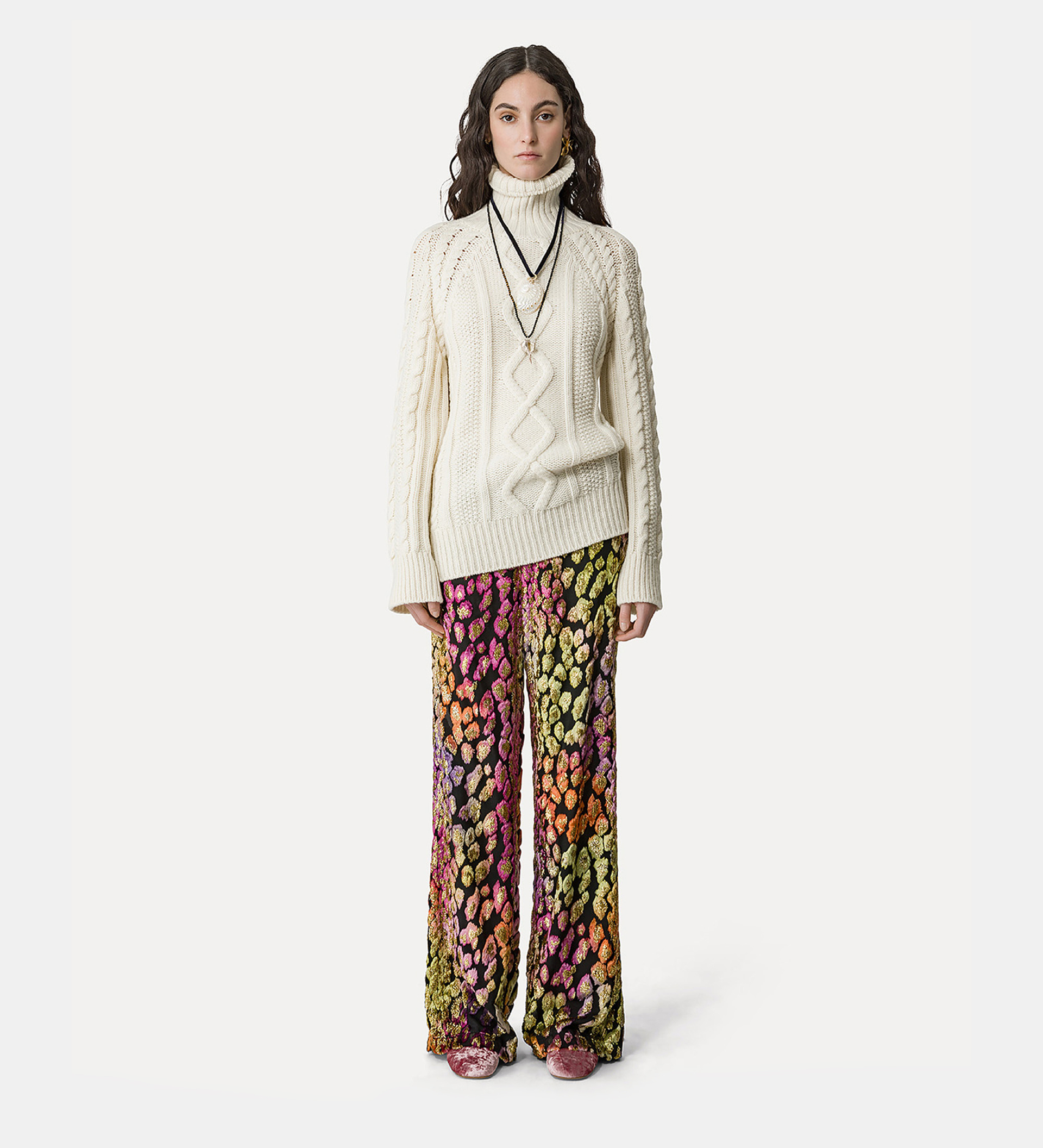oversized aran turtleneck in soft wool | forte_forte