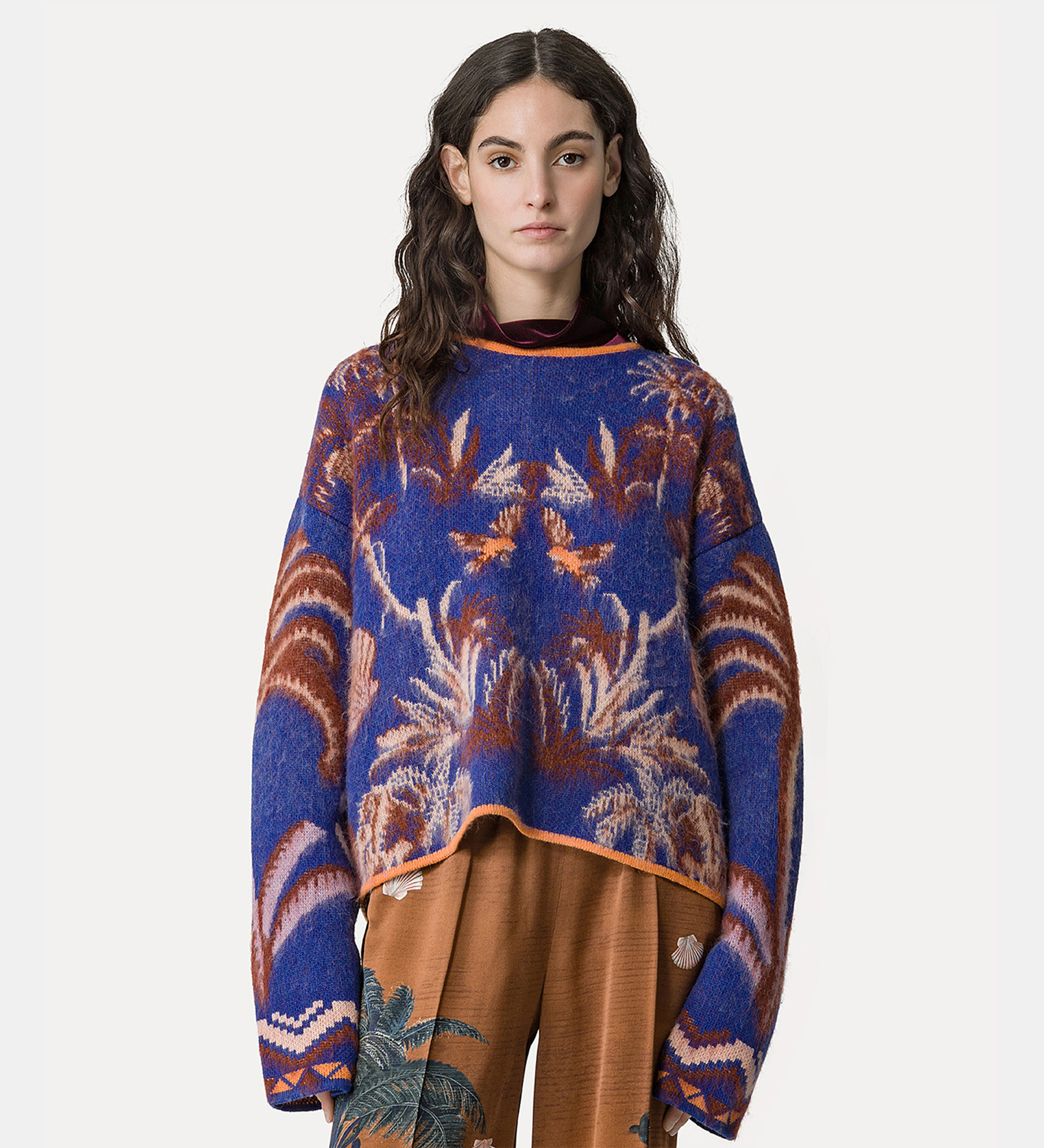 “the sacred forest” jacquard round–neck sweater | forte_forte