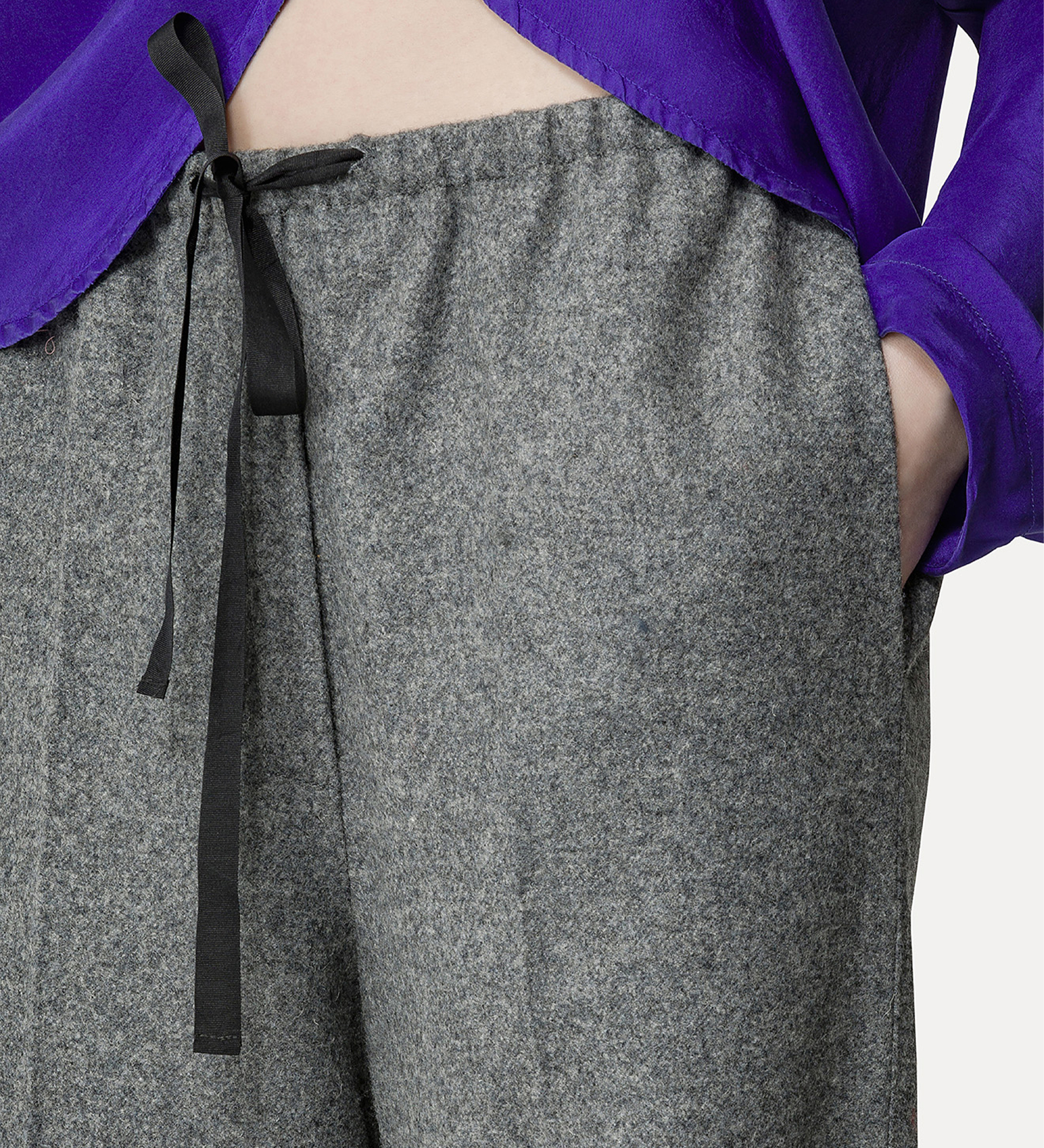 pantalon avec cordon en tissu de laine | forte_forte