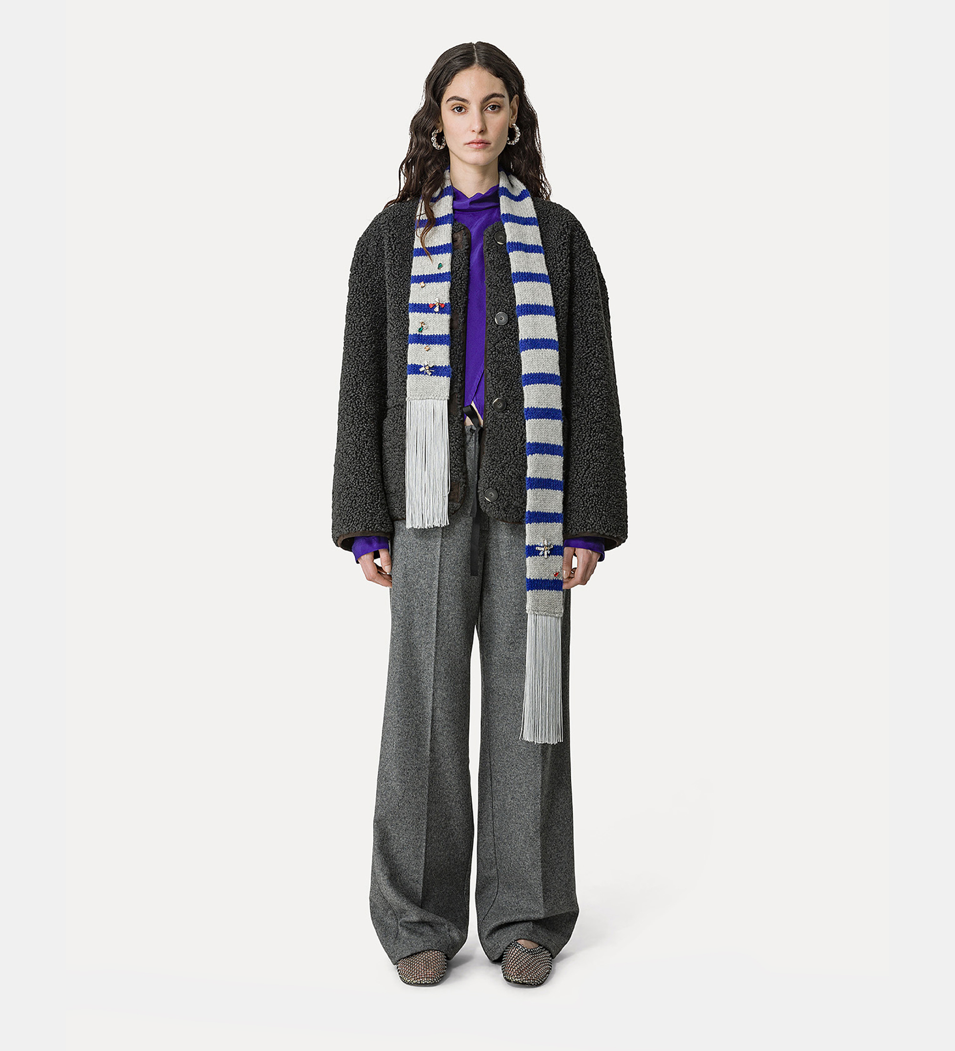 pantalon avec cordon en tissu de laine | forte_forte