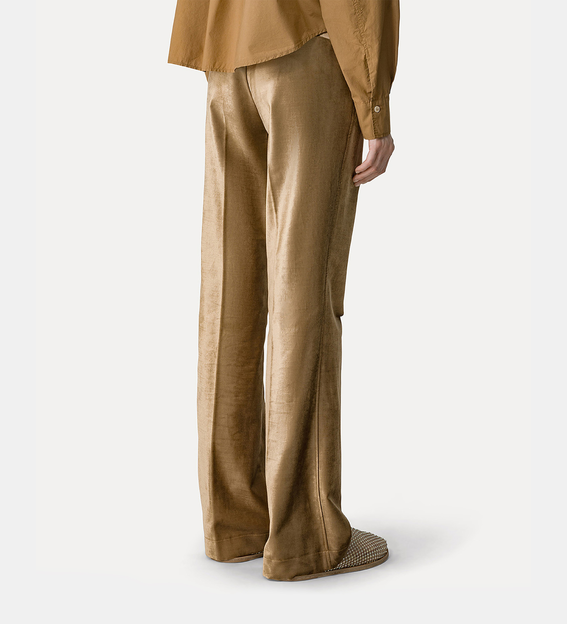flared trousers in stretchy velvet | forte_forte