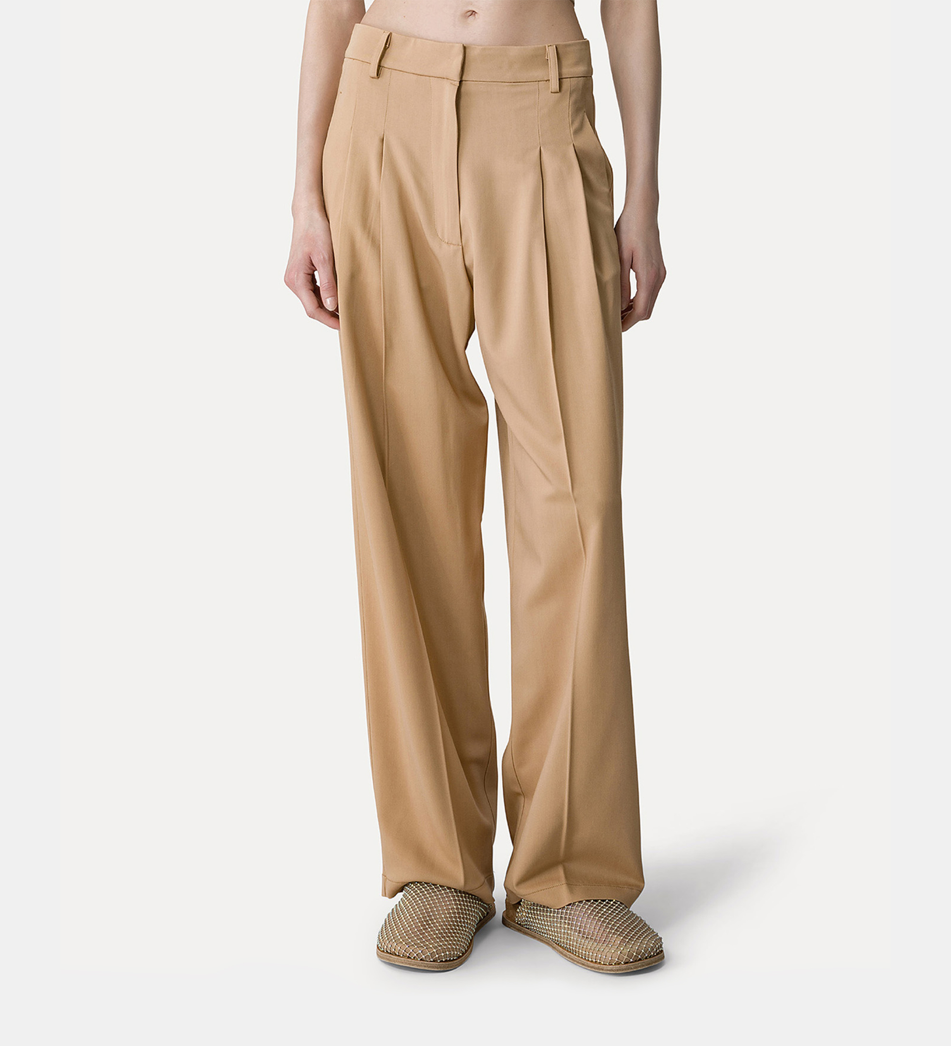 pleated trousers in viscose and wool twill | forte_forte