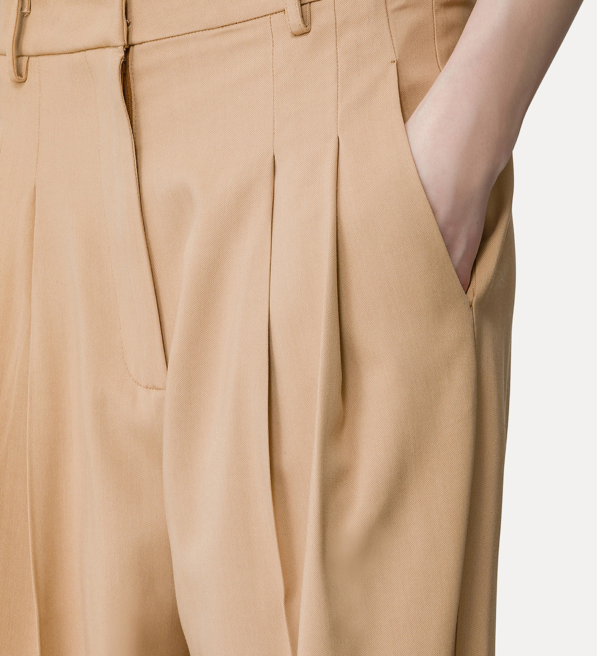 pleated trousers in viscose and wool twill | forte_forte