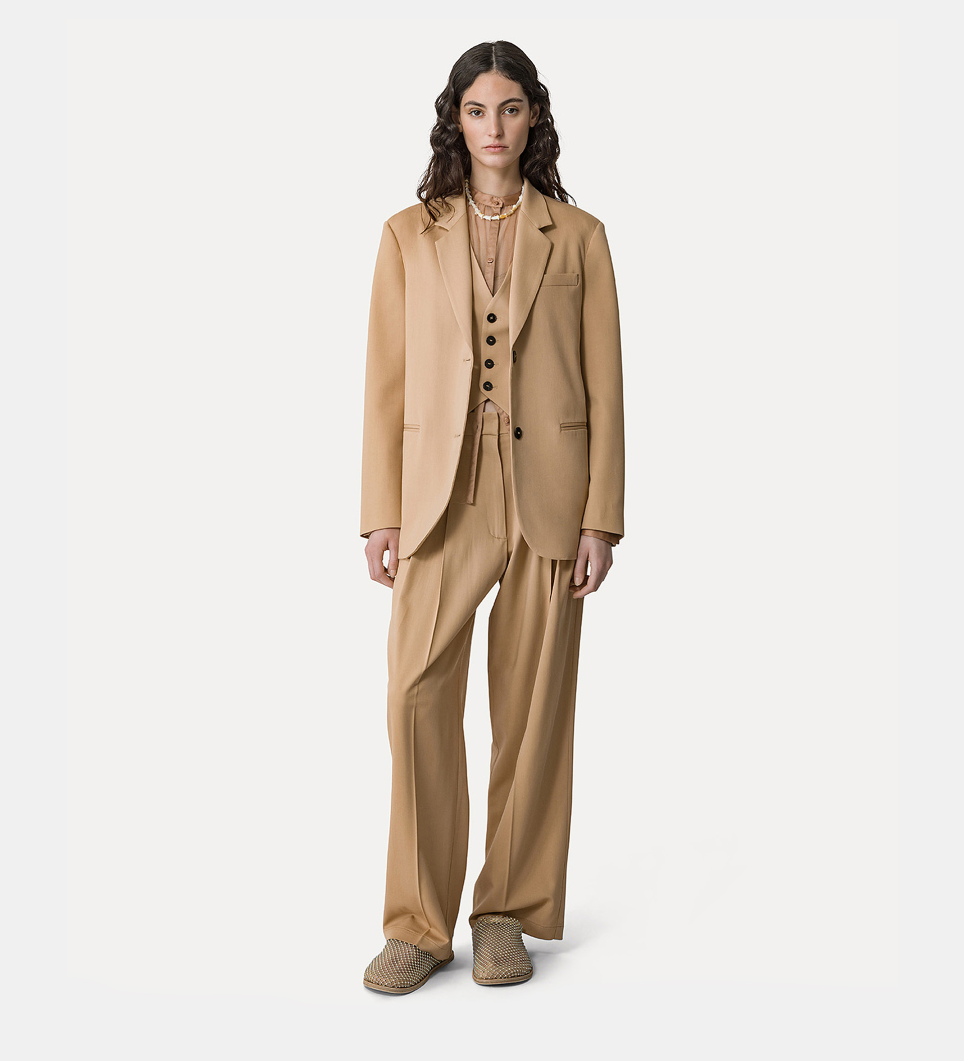 pleated trousers in viscose and wool twill | forte_forte