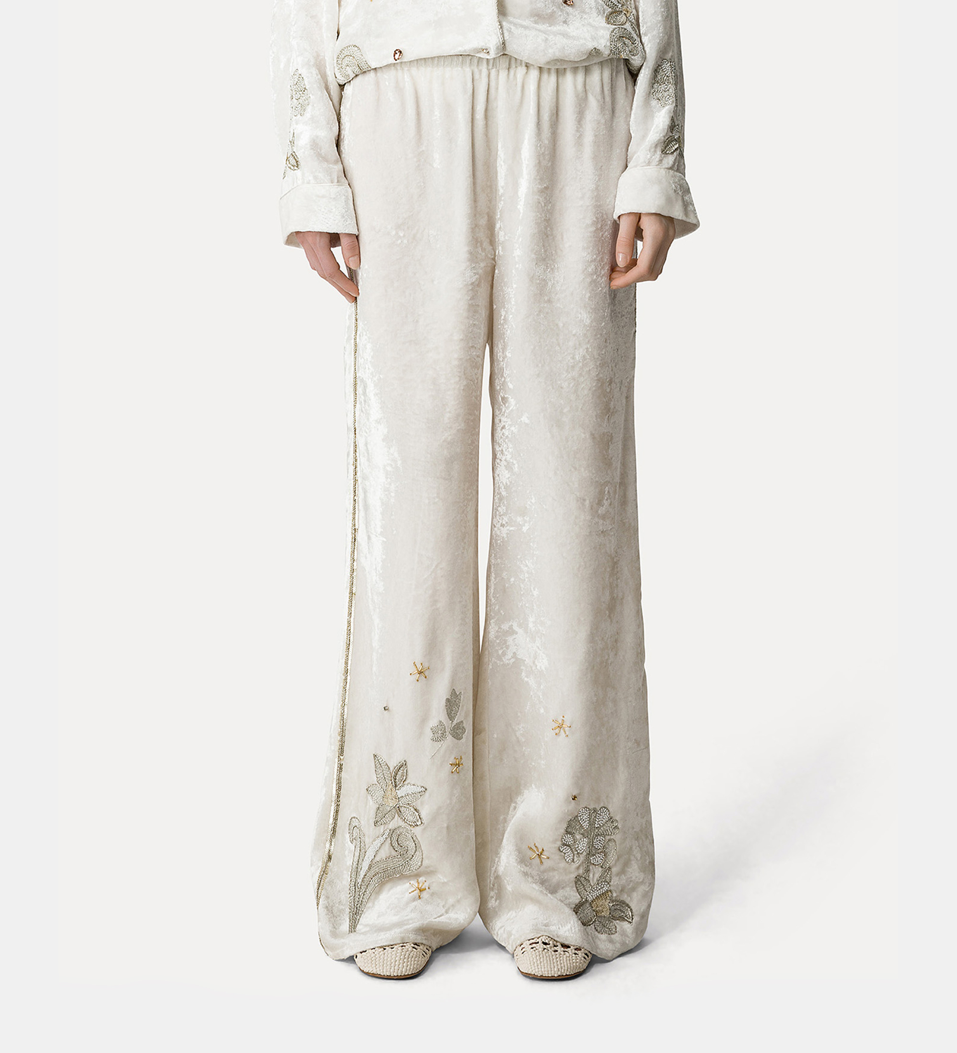 “frangipane gardens” velvet pyjama pants | forte_forte