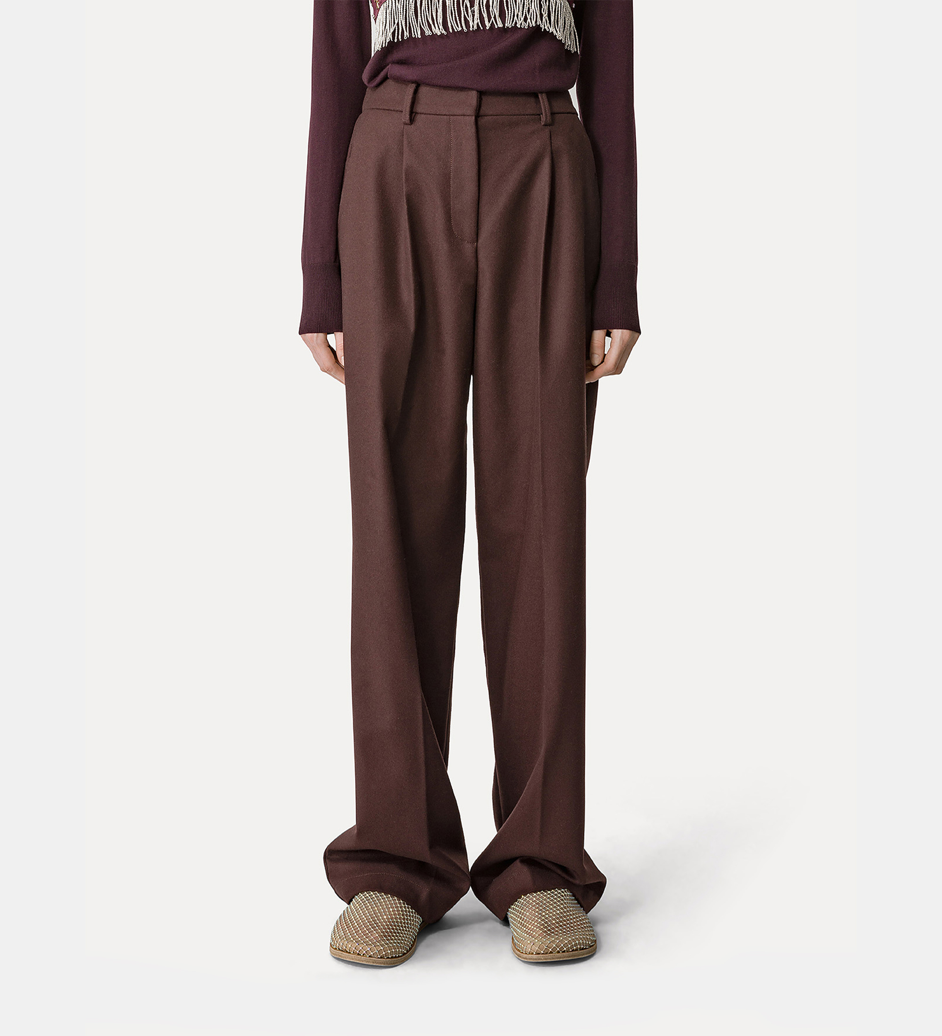 high–rise trousers in wool cloth | forte_forte