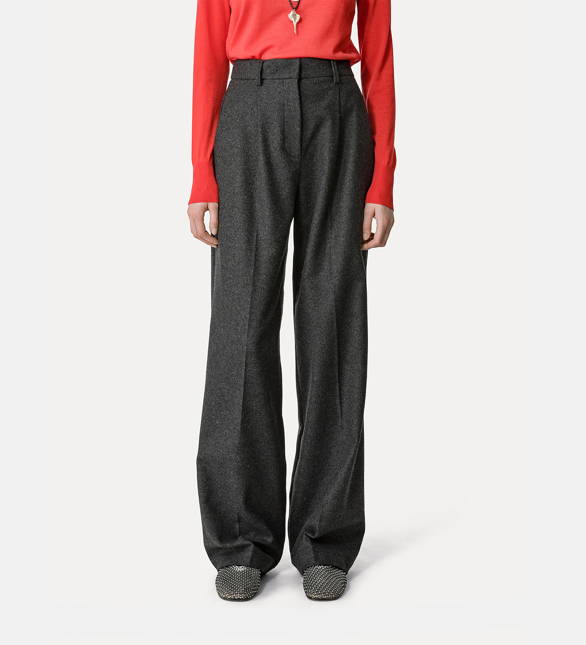high–rise trousers in wool cloth | forte_forte