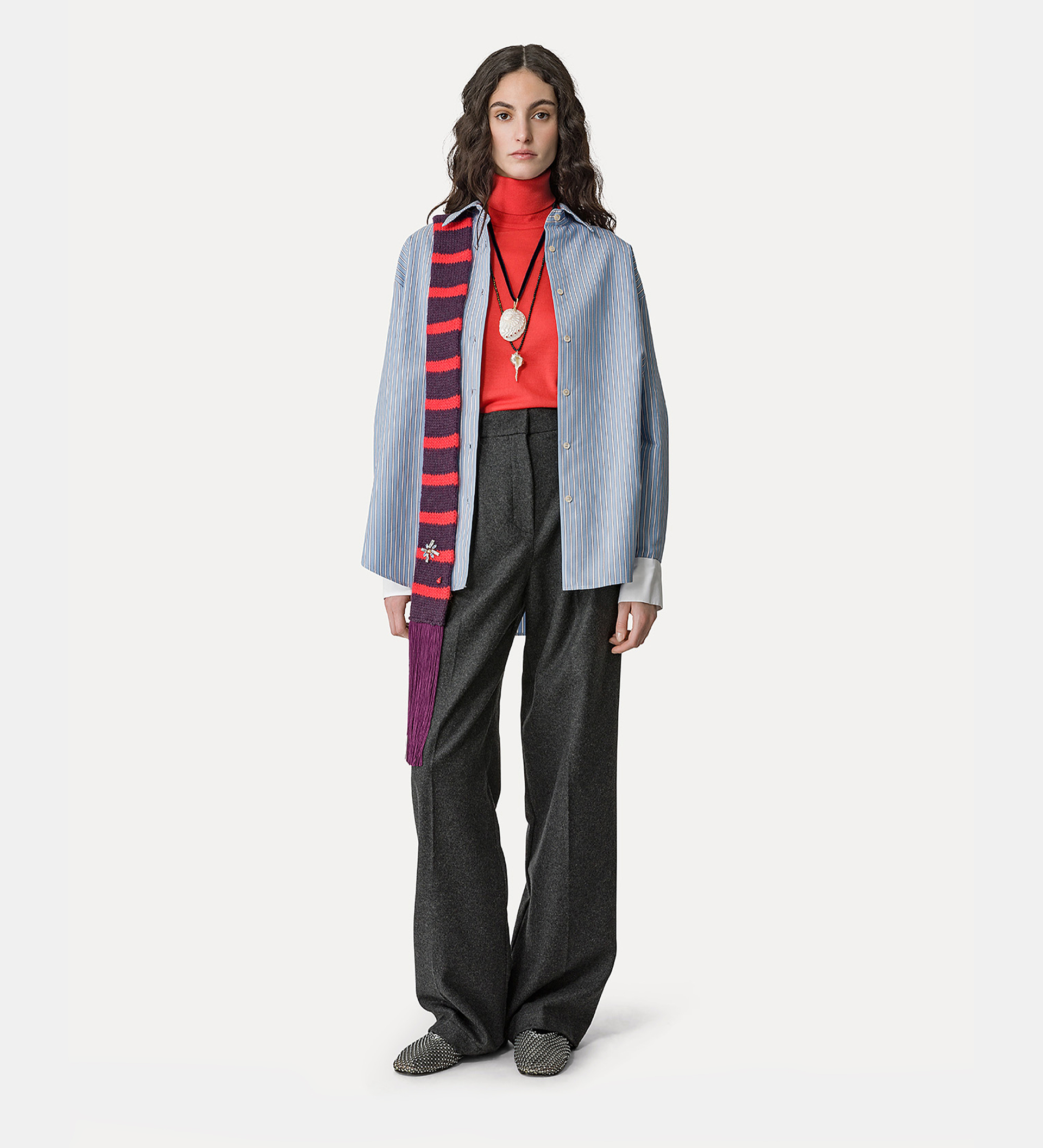 high–rise trousers in wool cloth | forte_forte