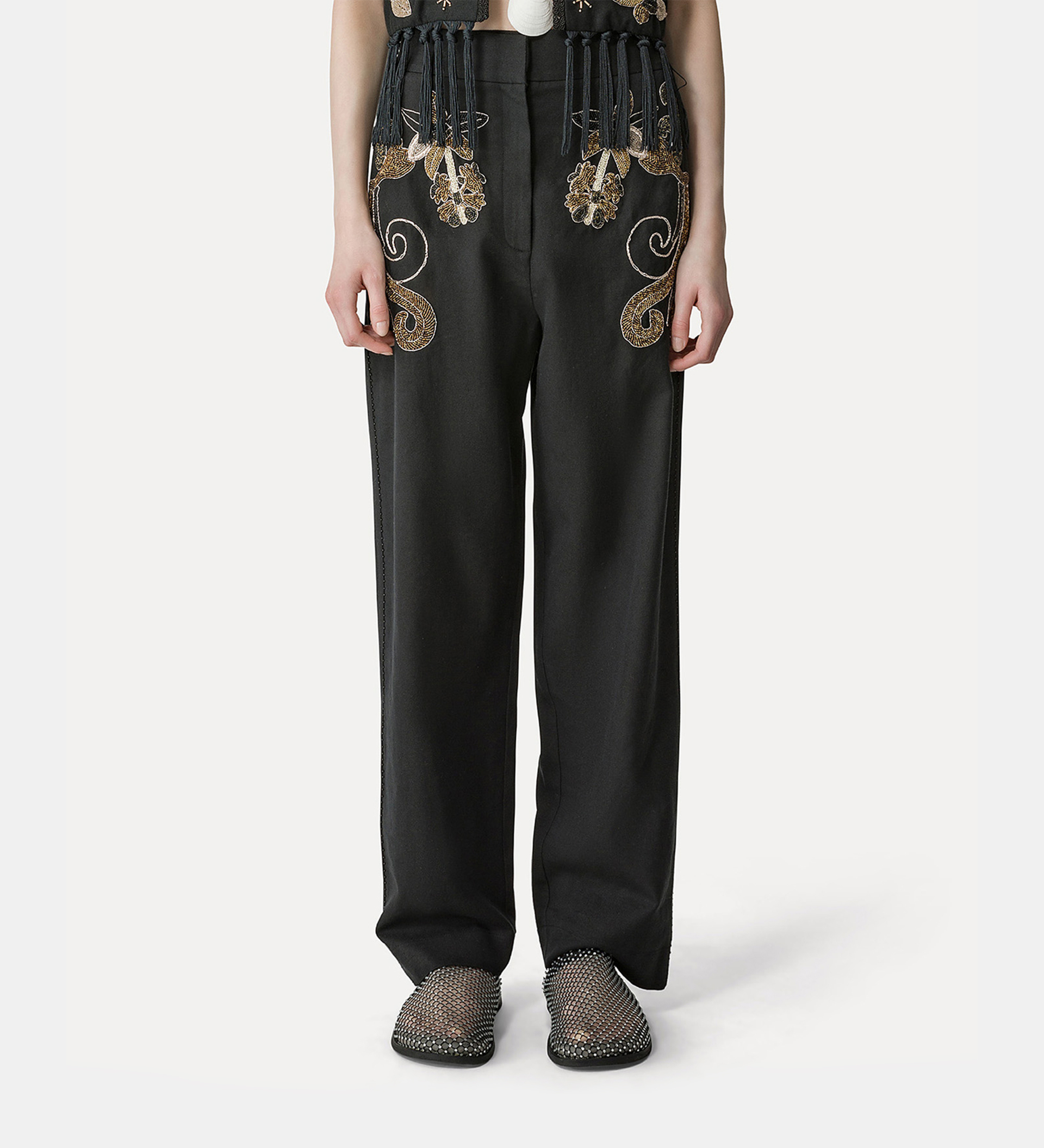“frangipane gardens” trousers in twilled cotton and wool | forte_forte