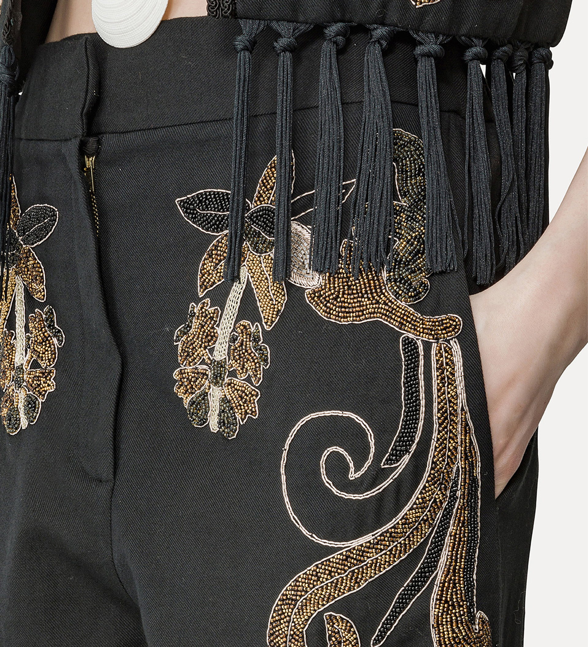 “frangipane gardens” trousers in twilled cotton and wool | forte_forte