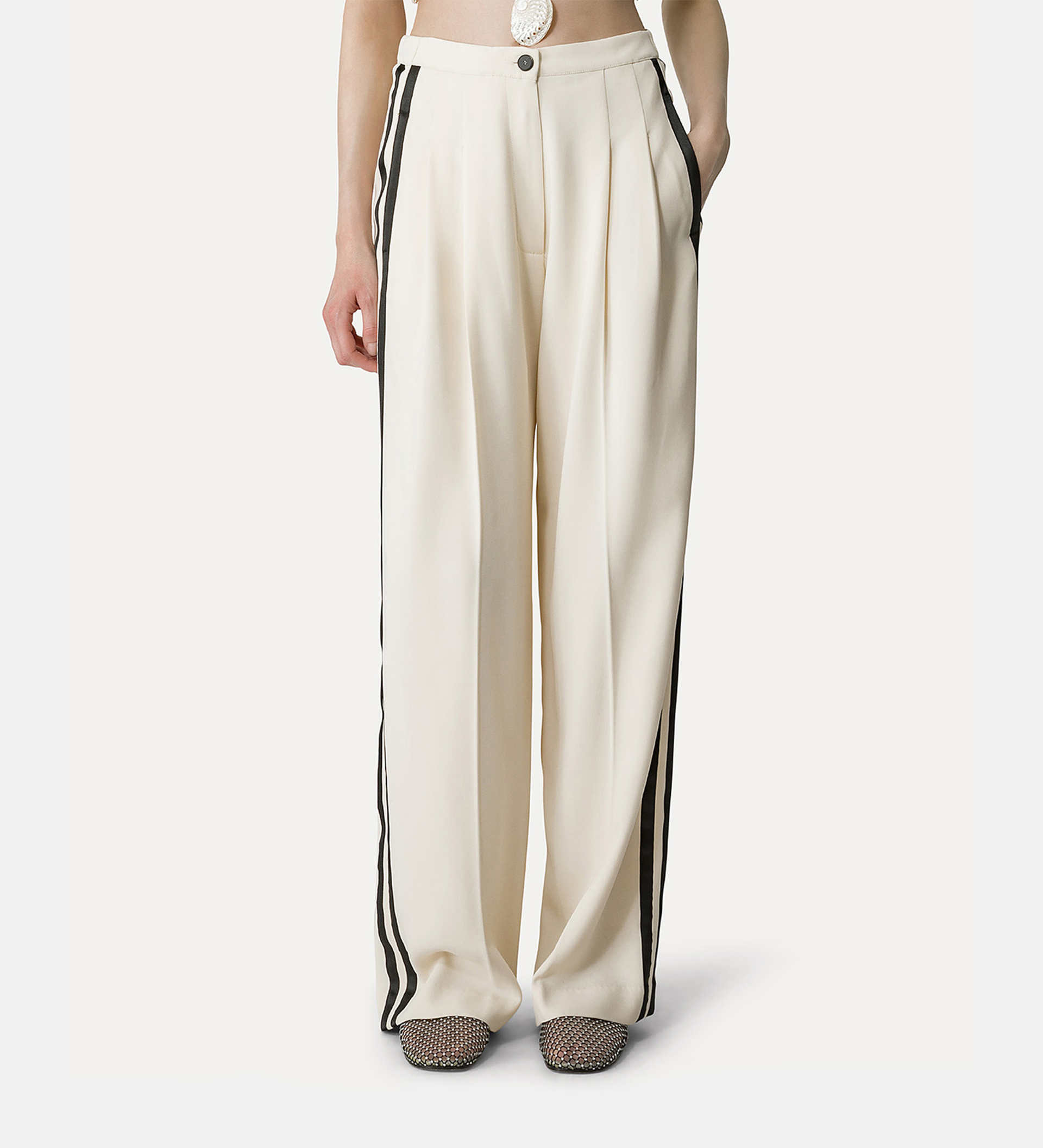 pleated pants in stretch crêpe cady | forte_forte