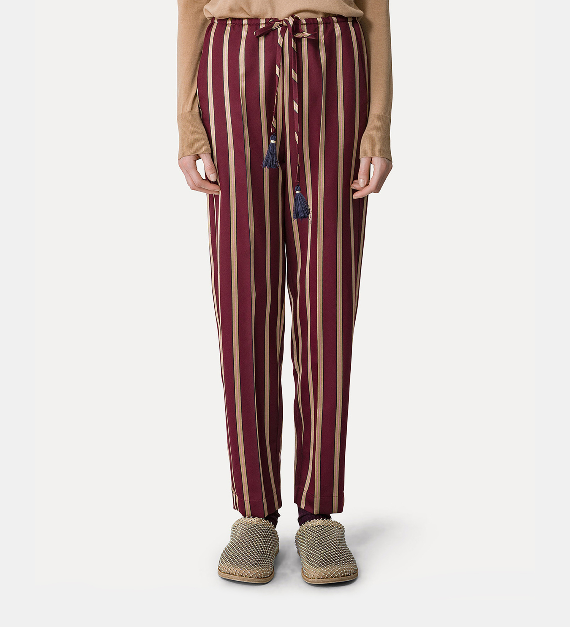 elasticated trousers in a wool and satin cloth | forte_forte