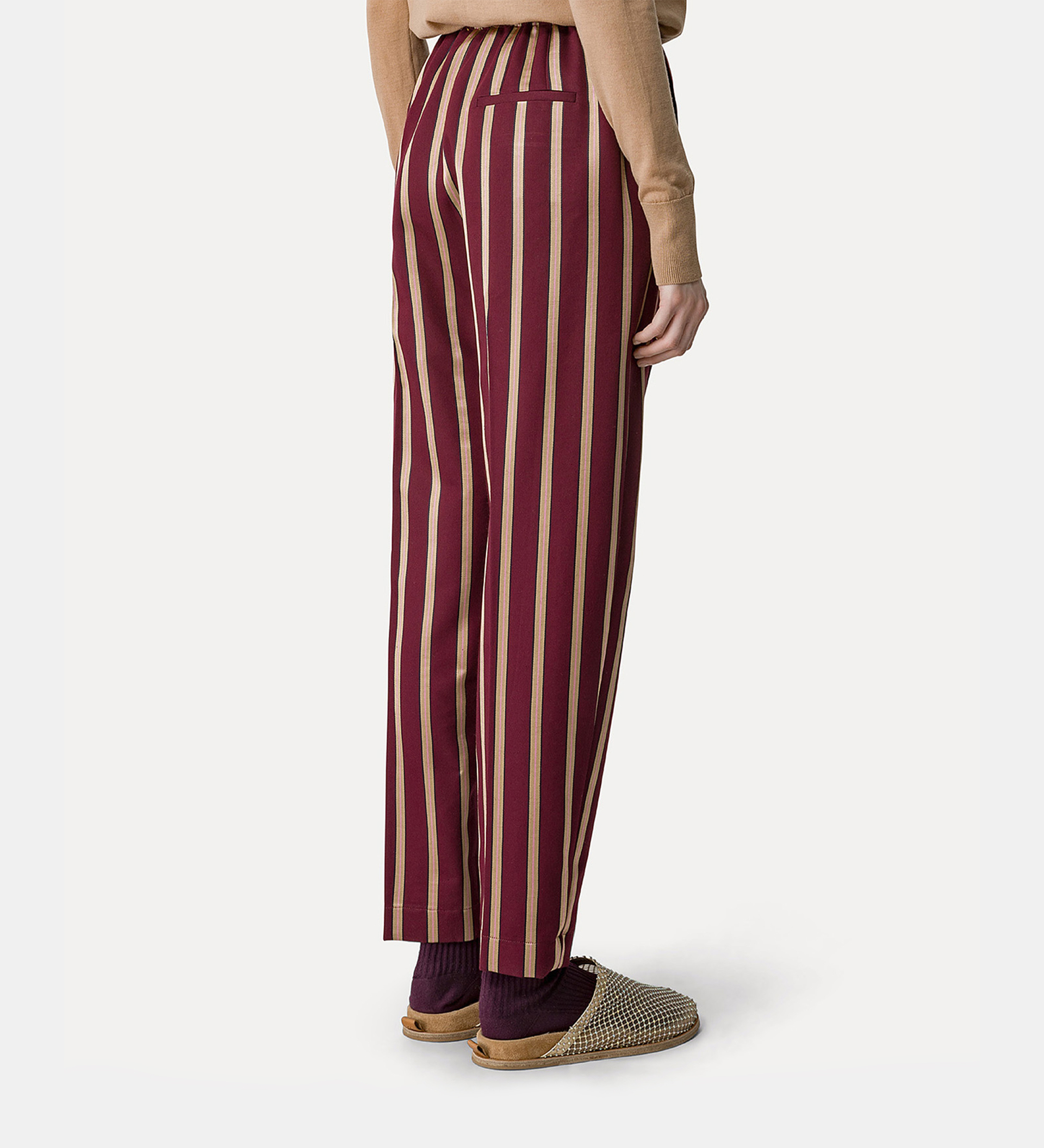 elasticated trousers in a wool and satin cloth | forte_forte