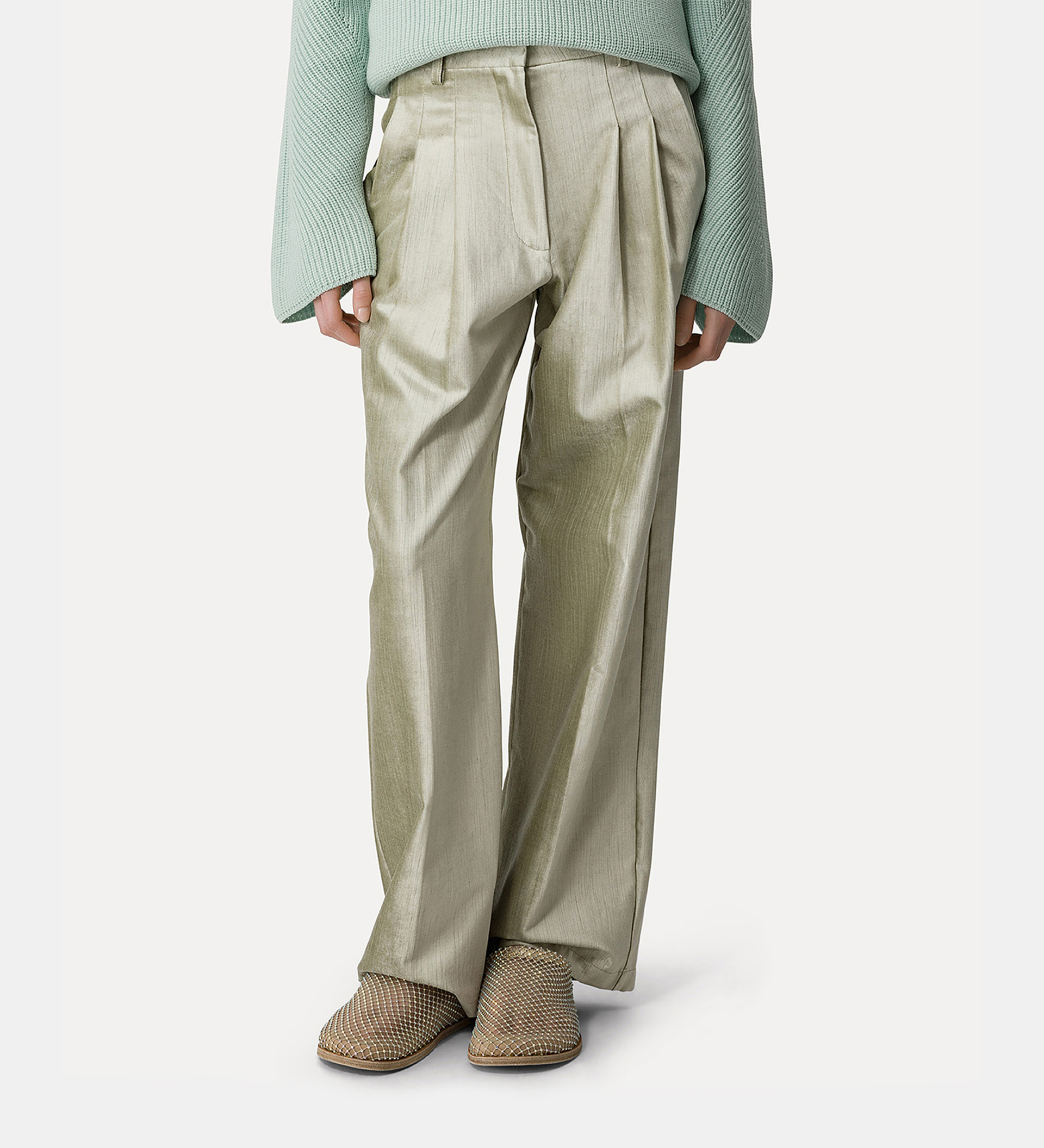 pleated trousers in stretch velvet | forte_forte