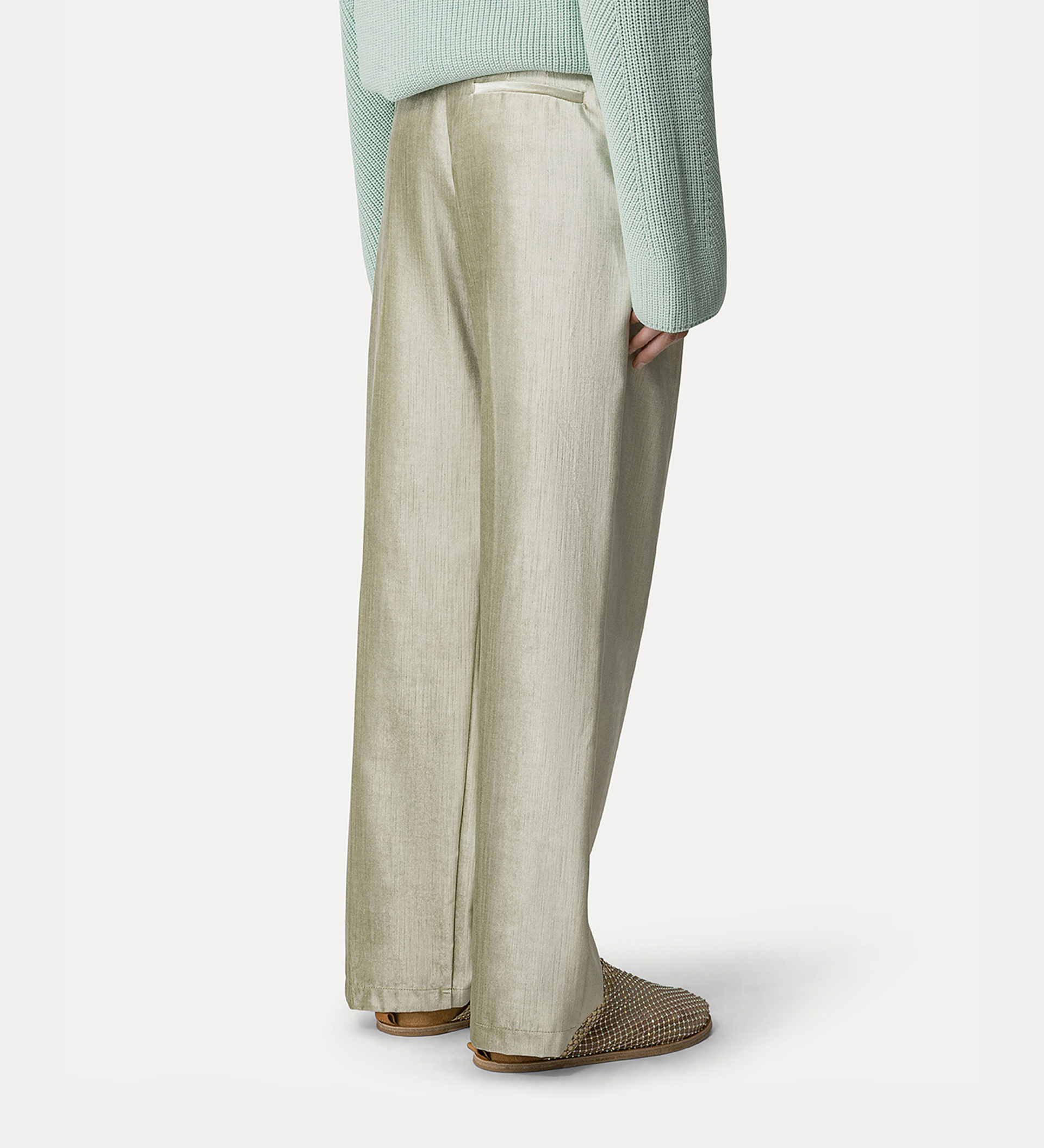 pleated trousers in stretch velvet | forte_forte