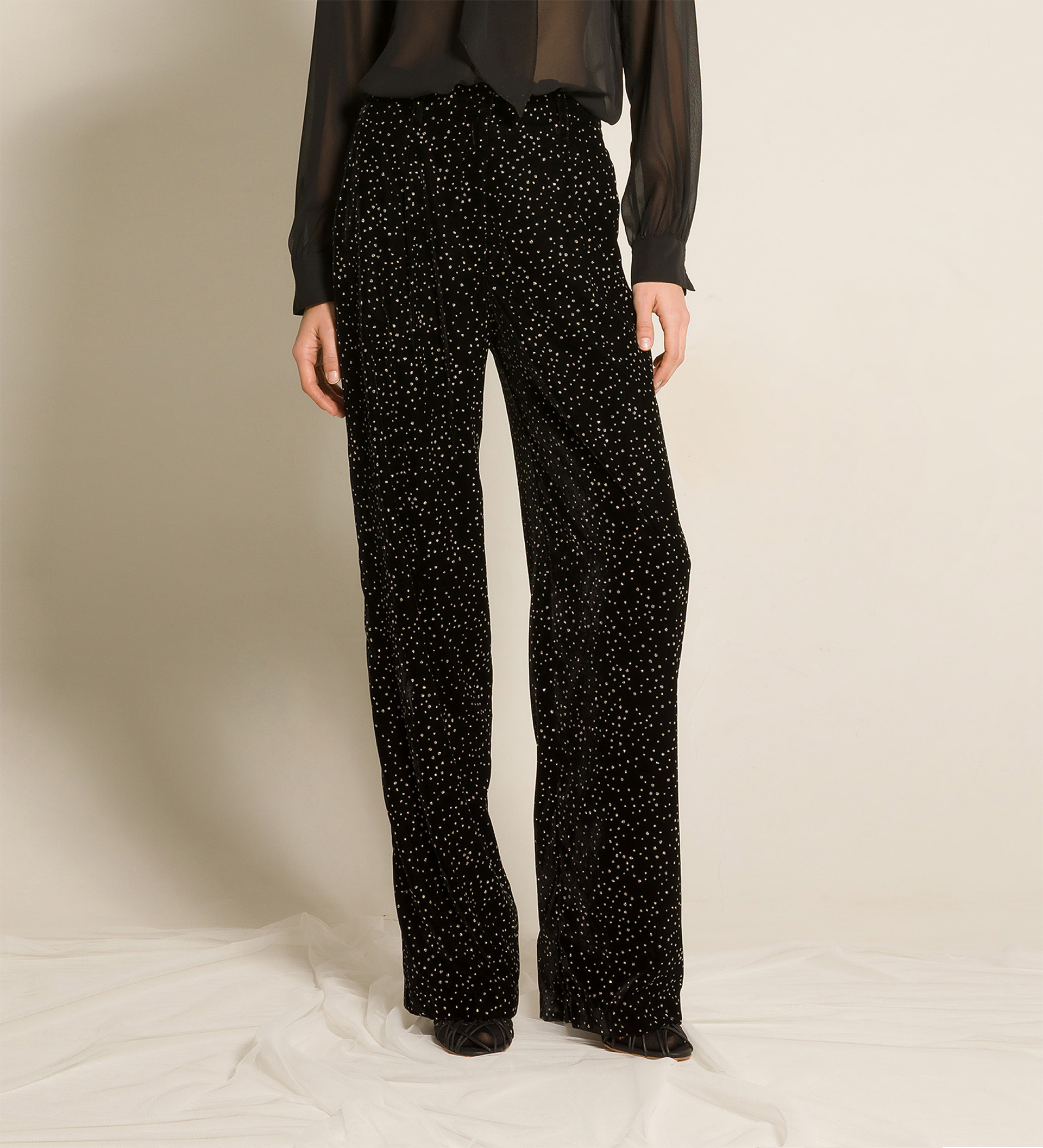 il pantalone chic in velluto pois glitter | forte_forte