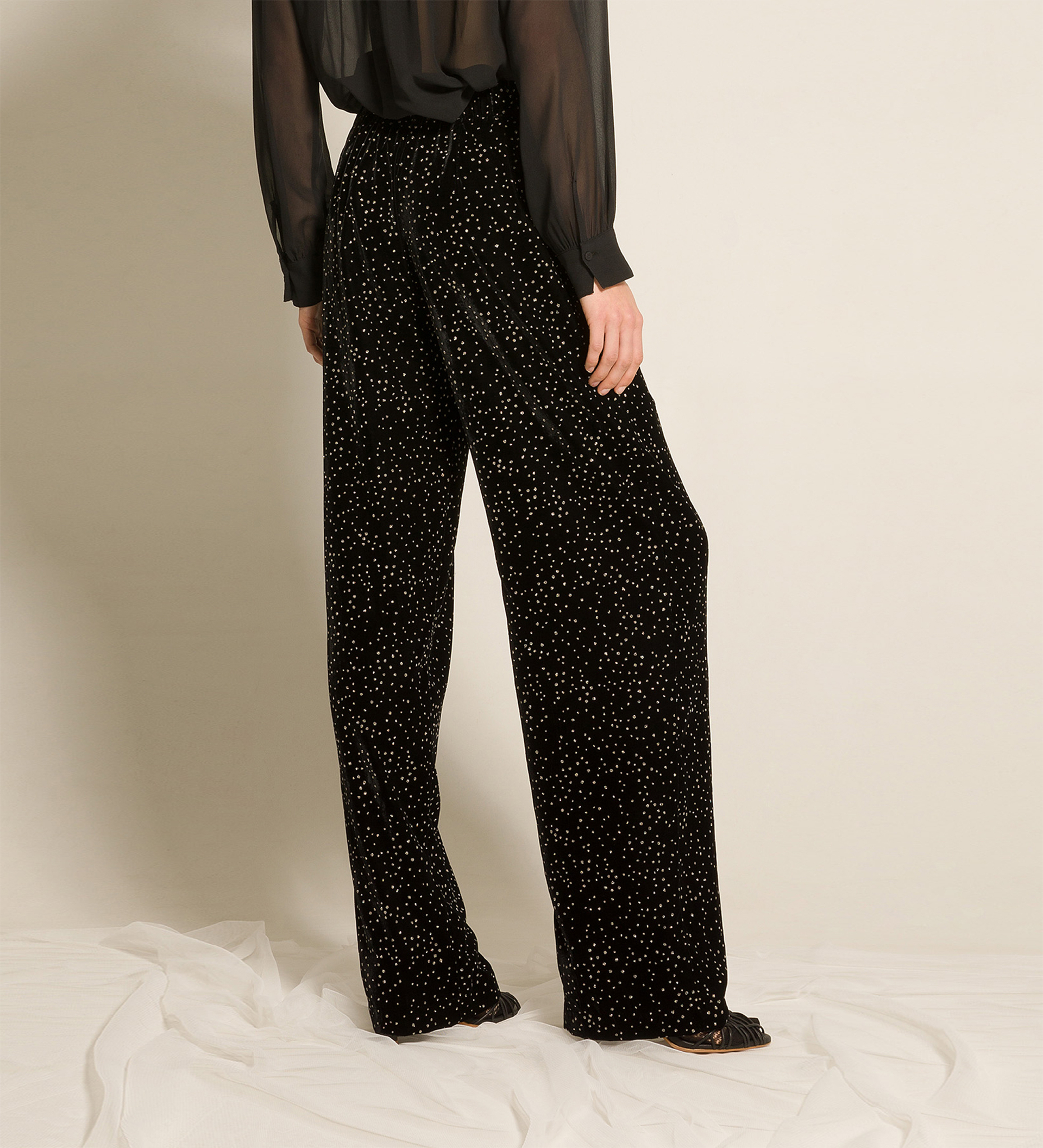 il pantalone chic in velluto pois glitter | forte_forte