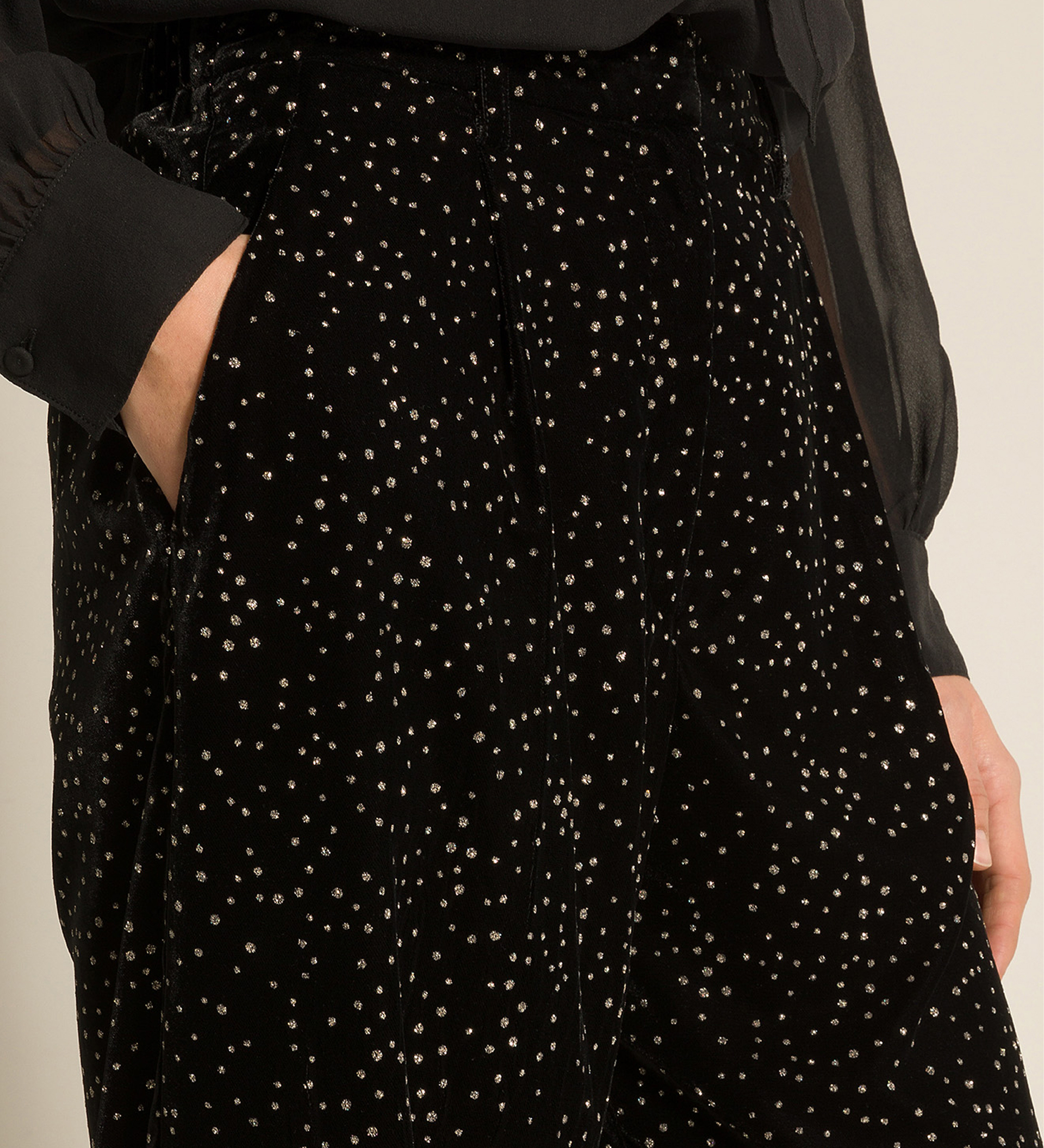 il pantalone chic in velluto pois glitter | forte_forte