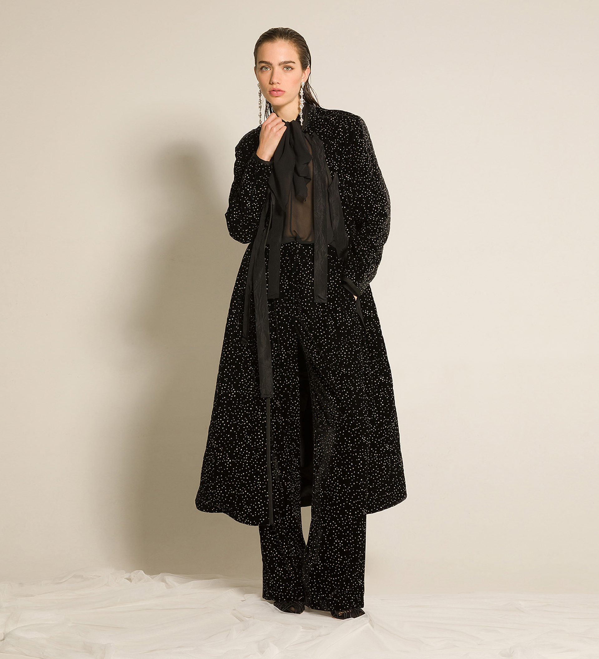il pantalone chic in velluto pois glitter | forte_forte