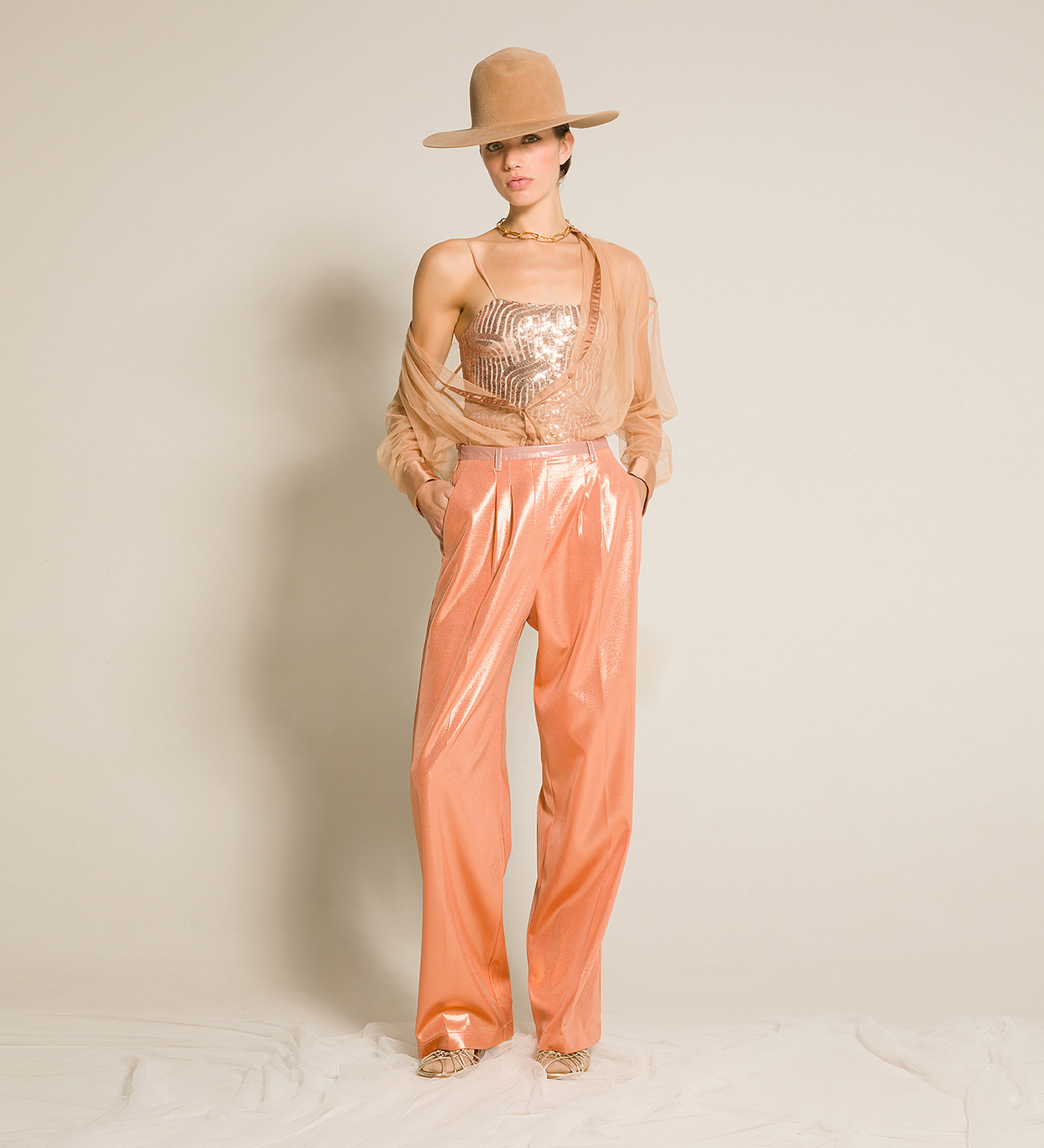 chic pants in laminated jersey | forte_forte
