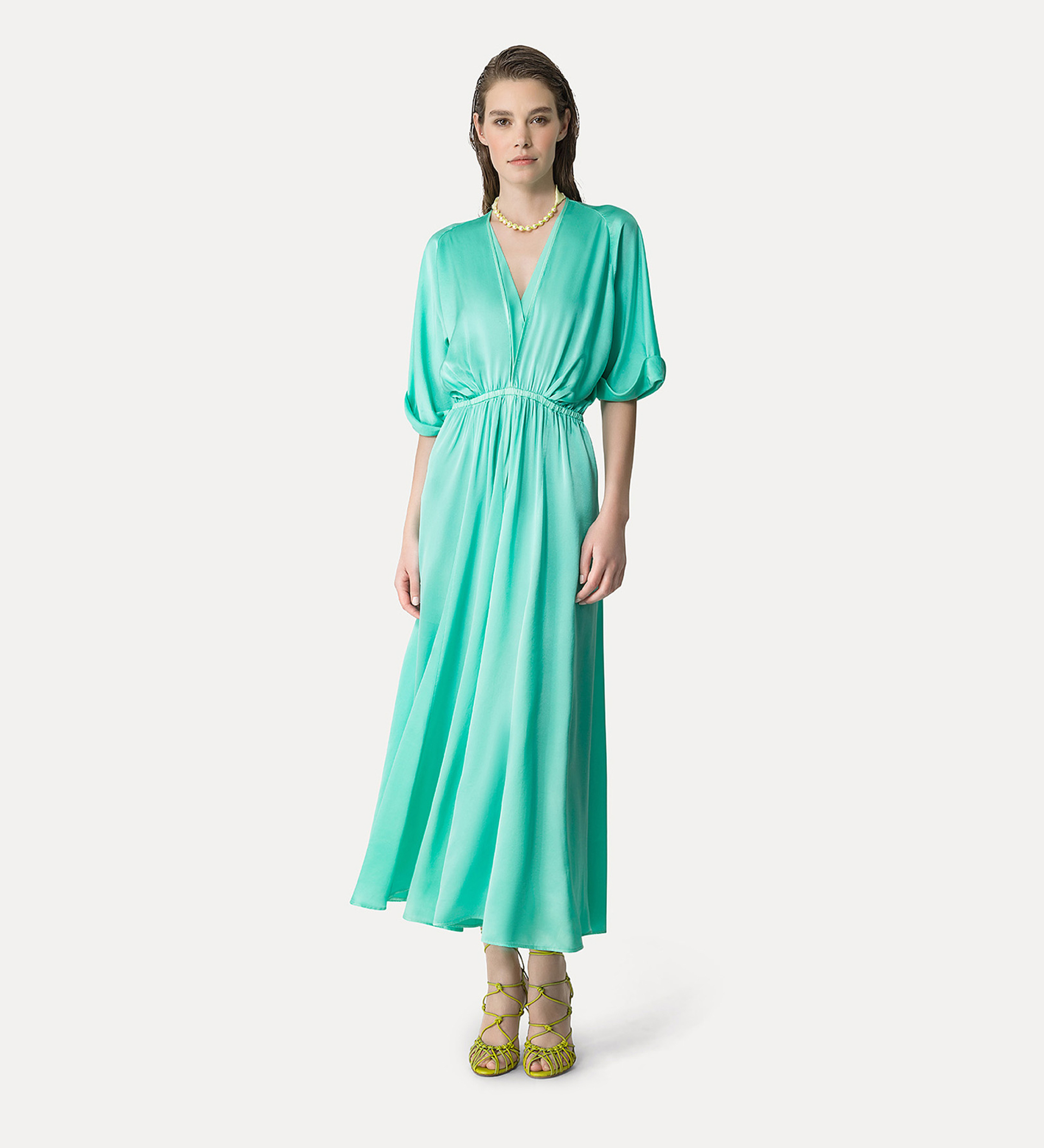 elegant half–sleeve dress in light–blue | forte_forte