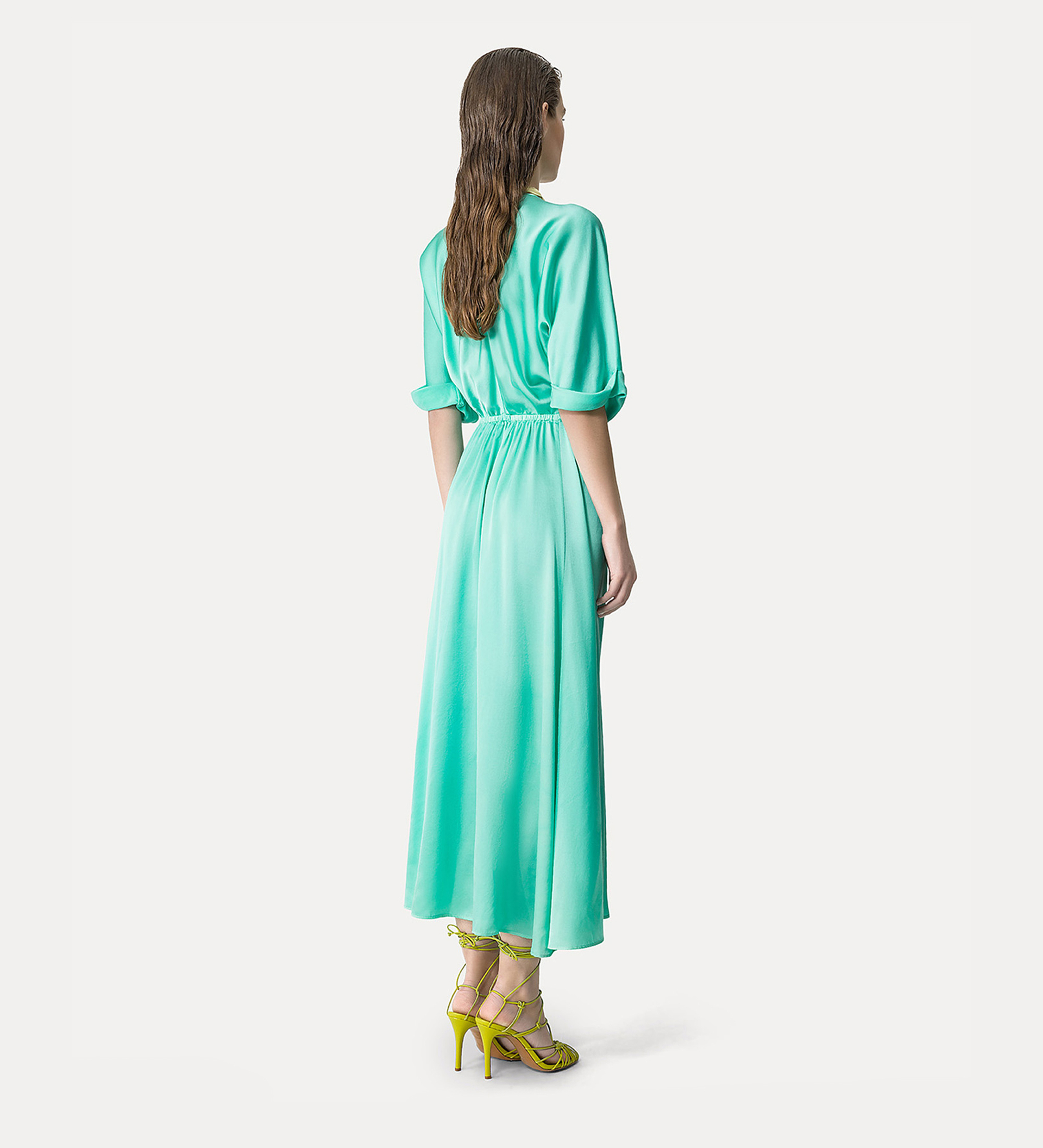 elegant half–sleeve dress in light–blue | forte_forte
