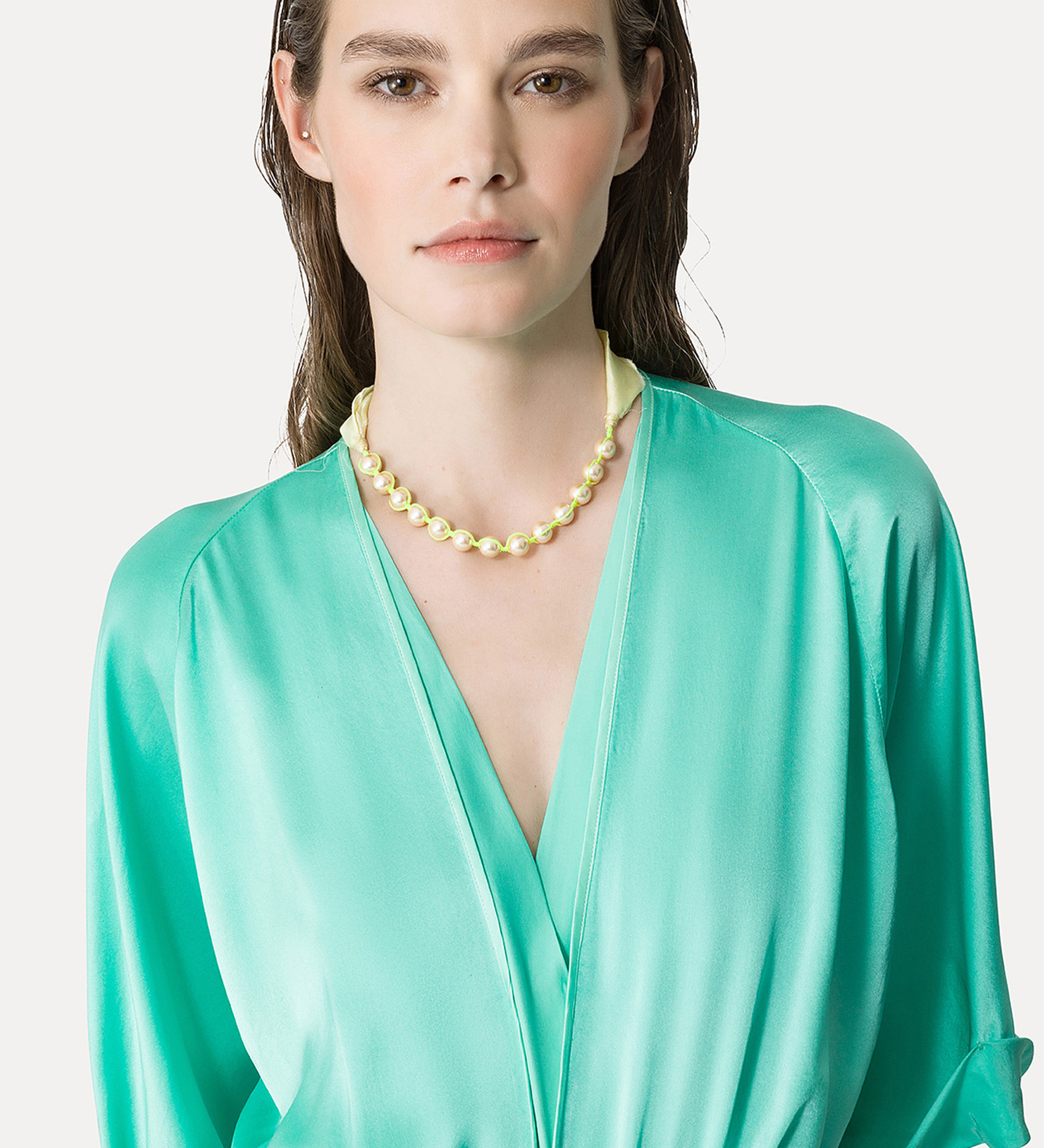 elegant half–sleeve dress in light–blue | forte_forte