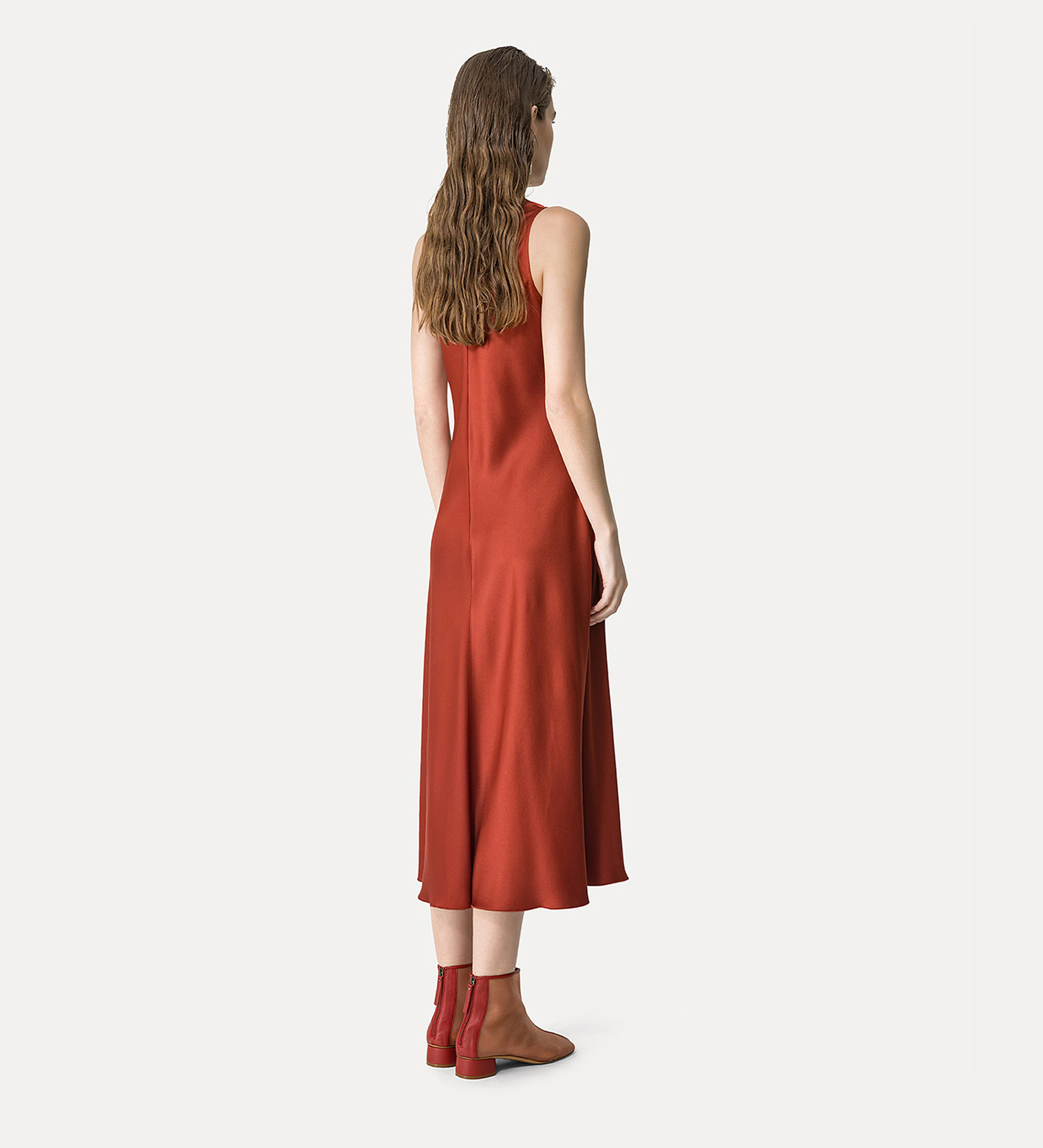 round–neck satin dress | forte_forte