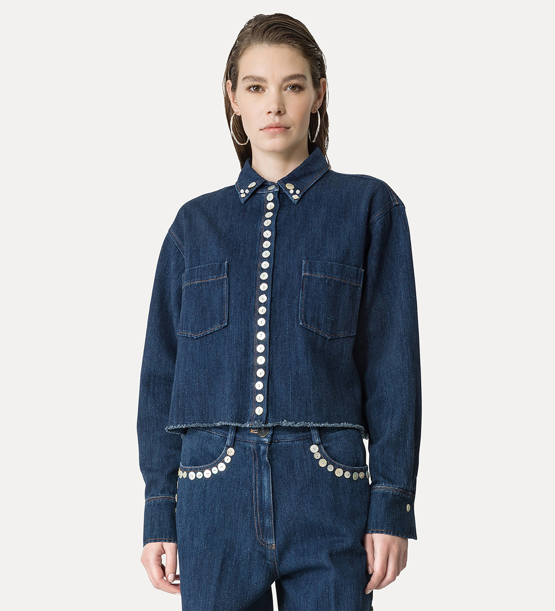 camicia cropped in denim | forte_forte
