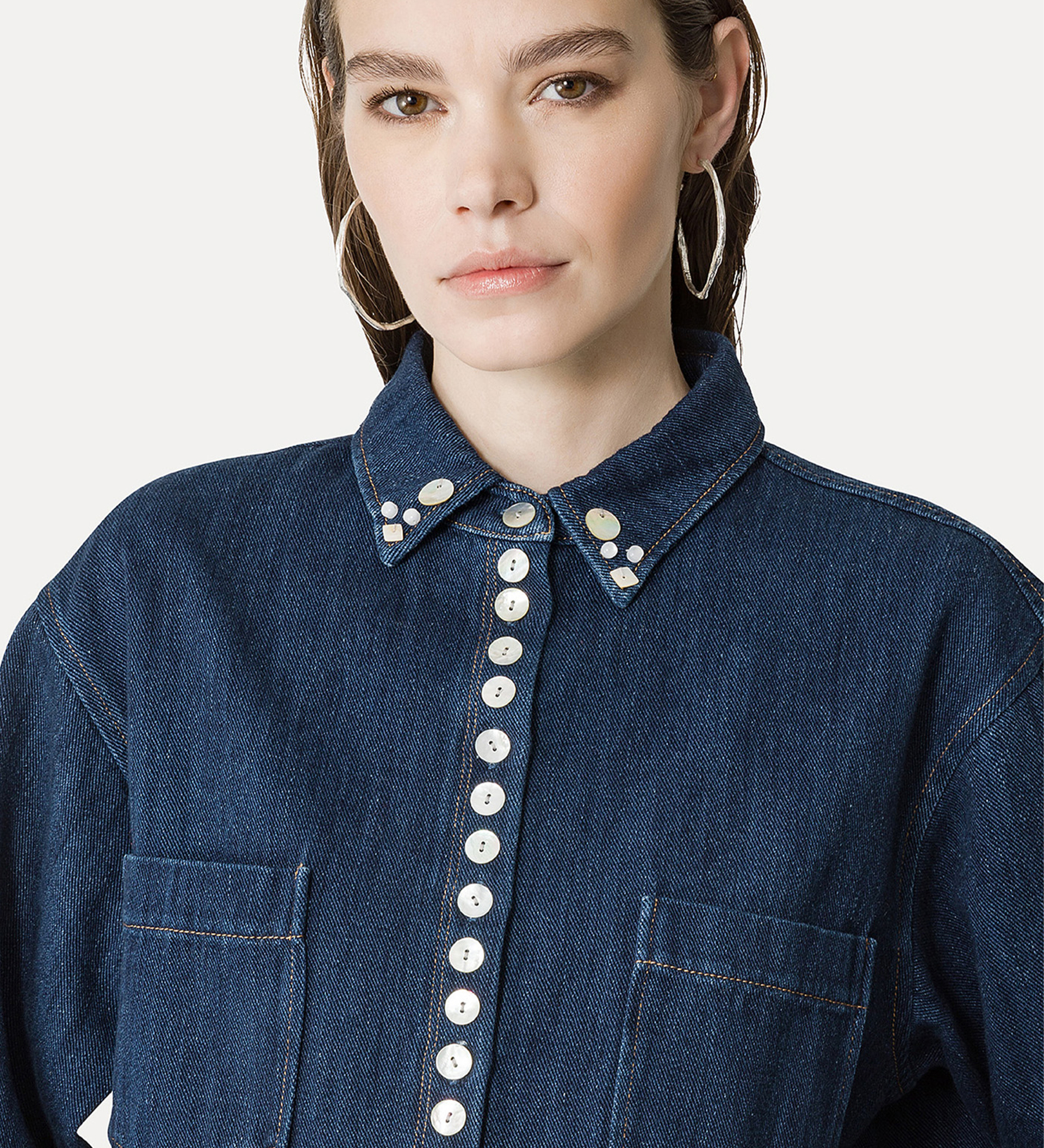 camicia cropped in denim | forte_forte
