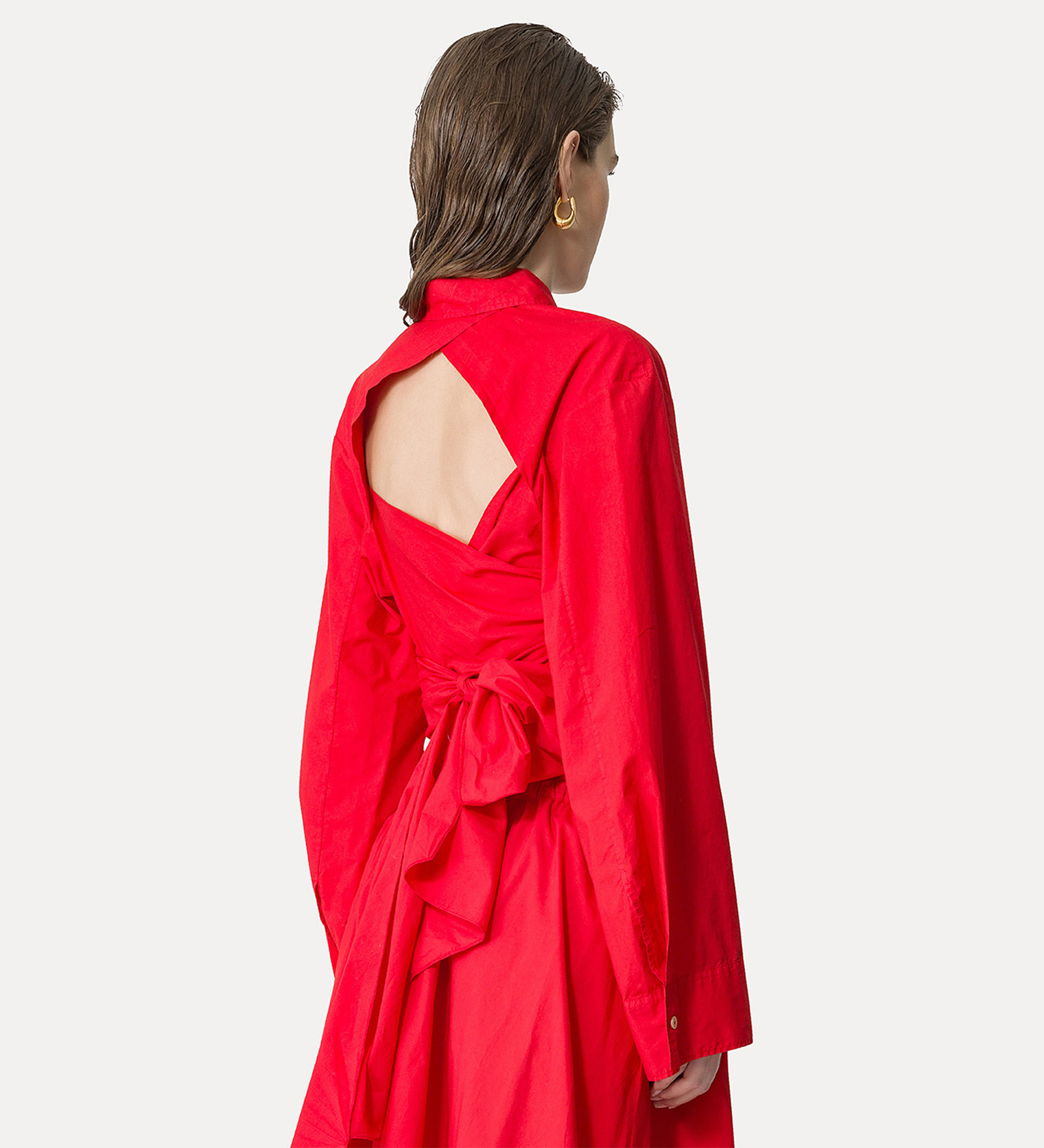shirt with cummerbund in poplin | forte_forte