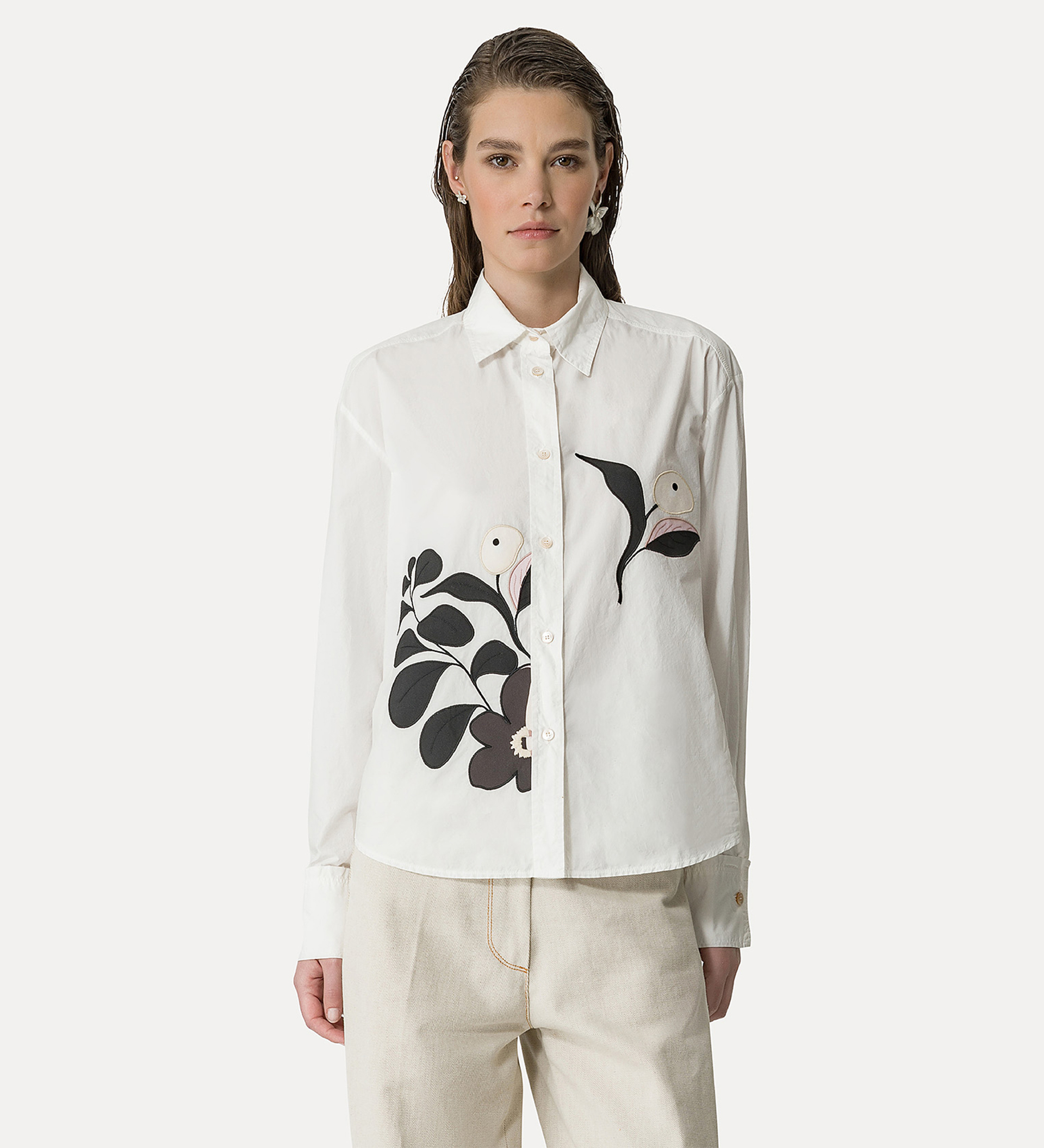 chemise en popeline avec broderie | forte_forte