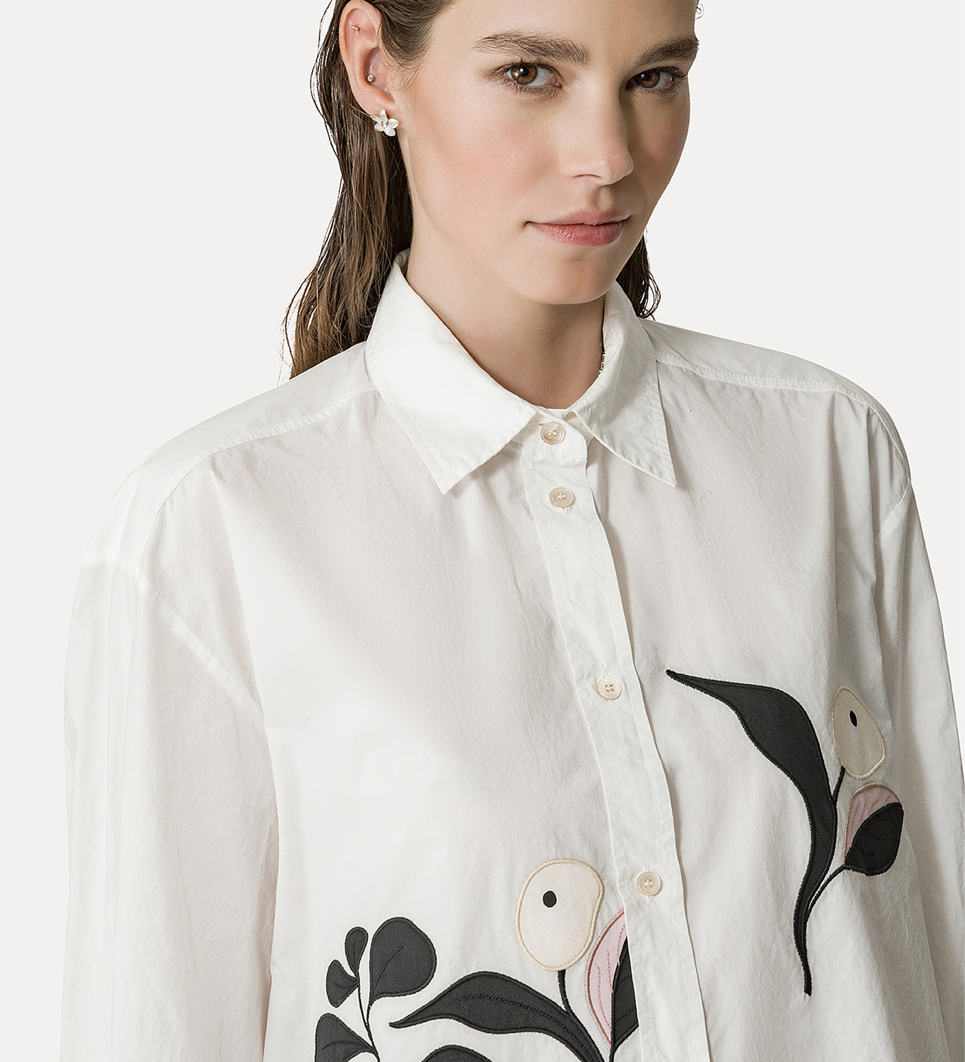 chemise en popeline avec broderie | forte_forte