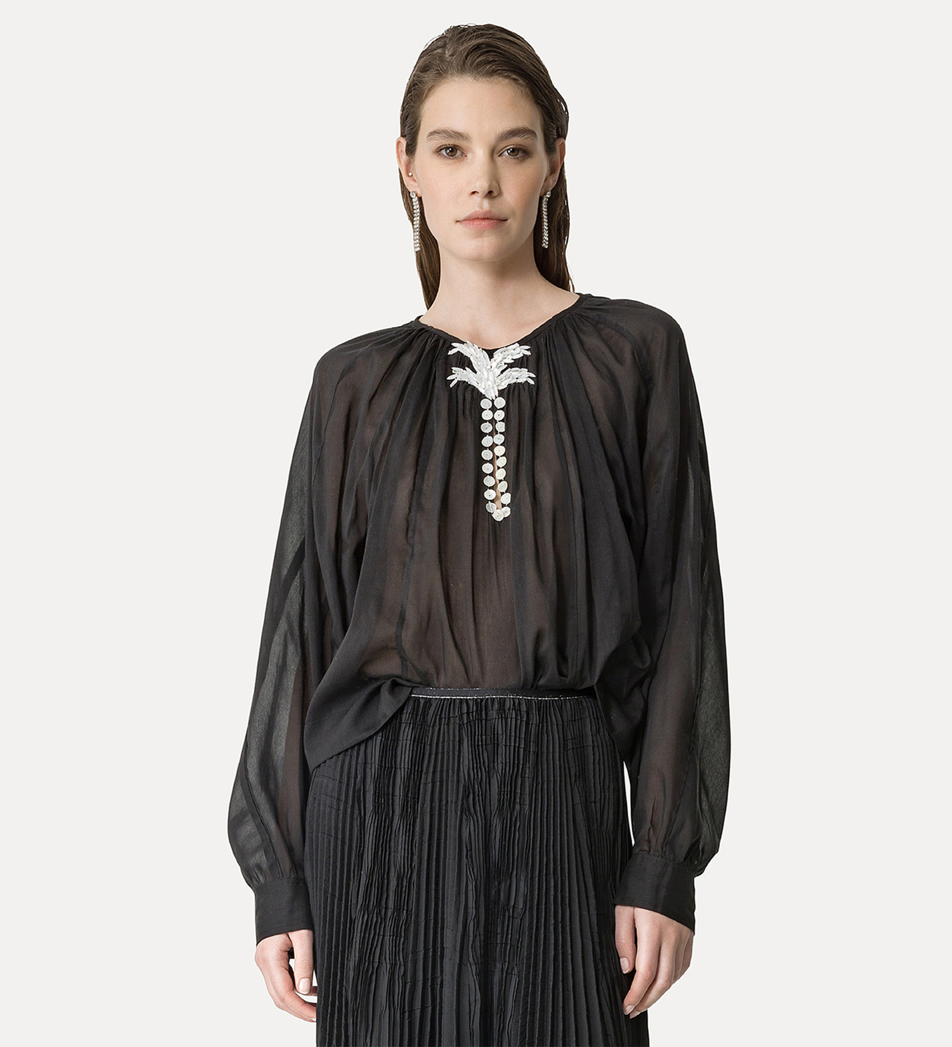 boho shirt in black | forte_forte
