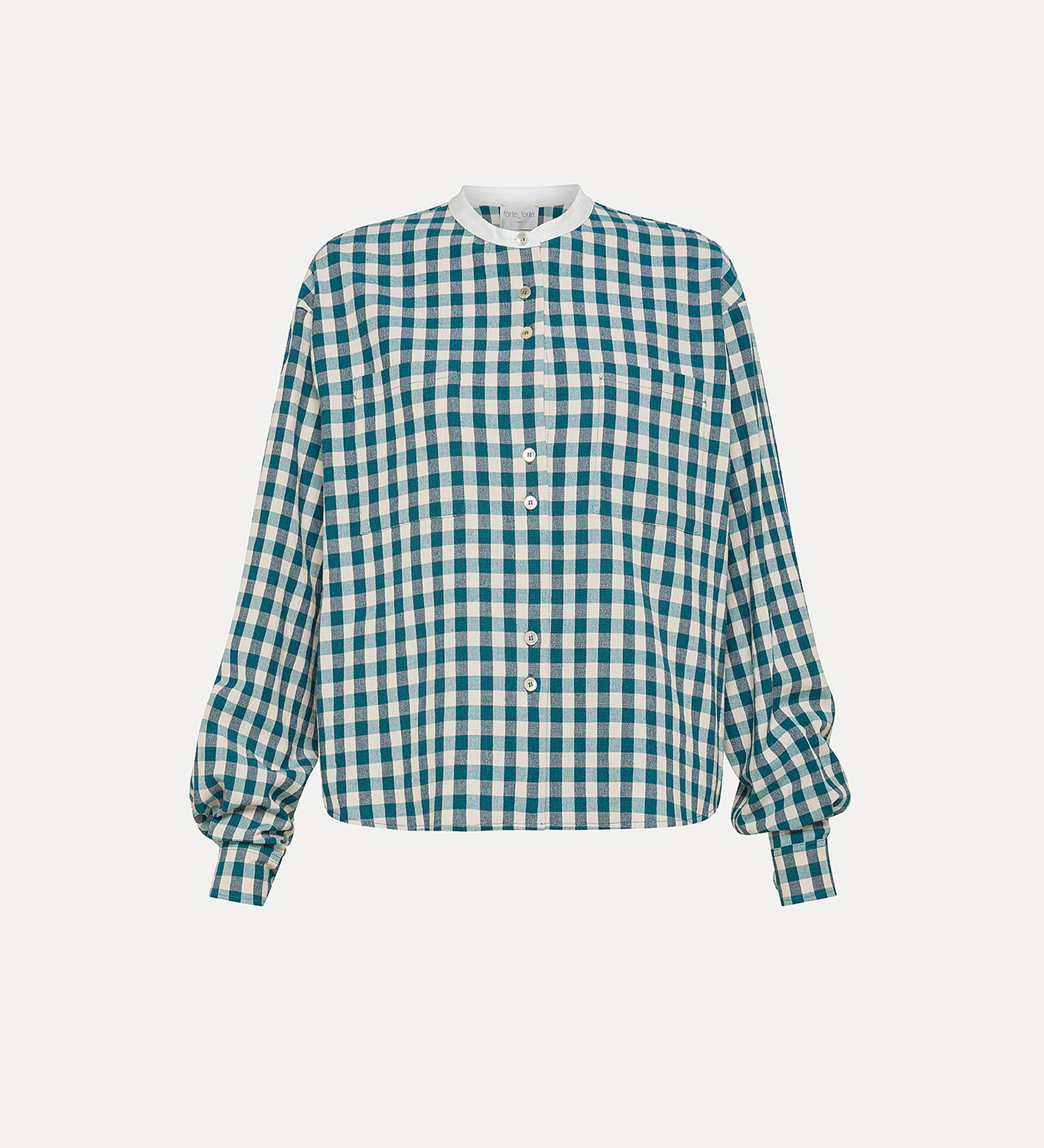 granddad–collar shirt in a gingham check | forte_forte