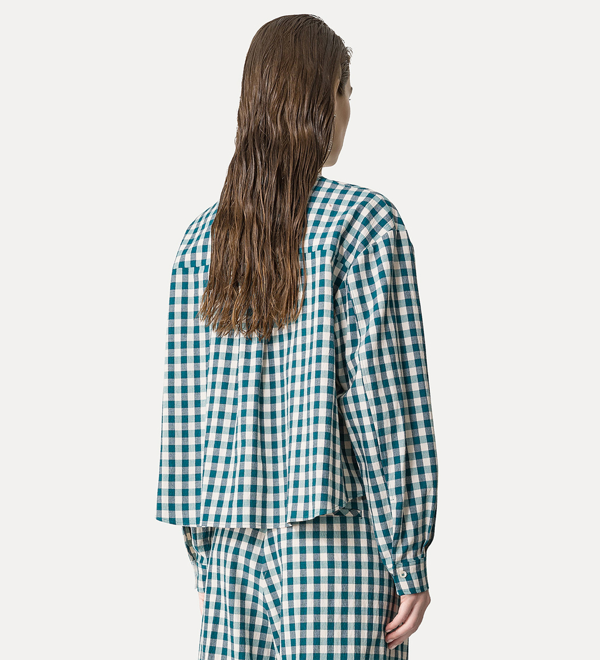 granddad–collar shirt in a gingham check | forte_forte