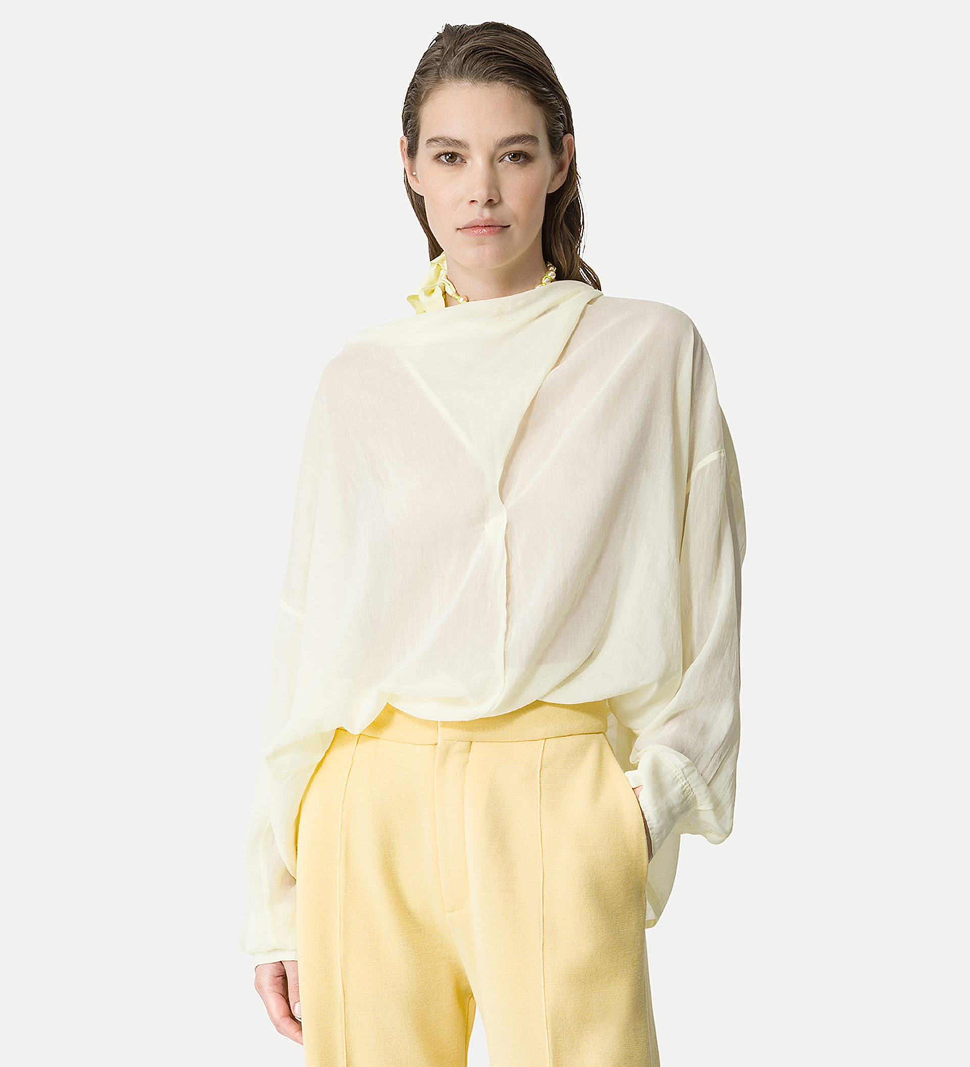 top with a crossover detail at the neck | forte_forte