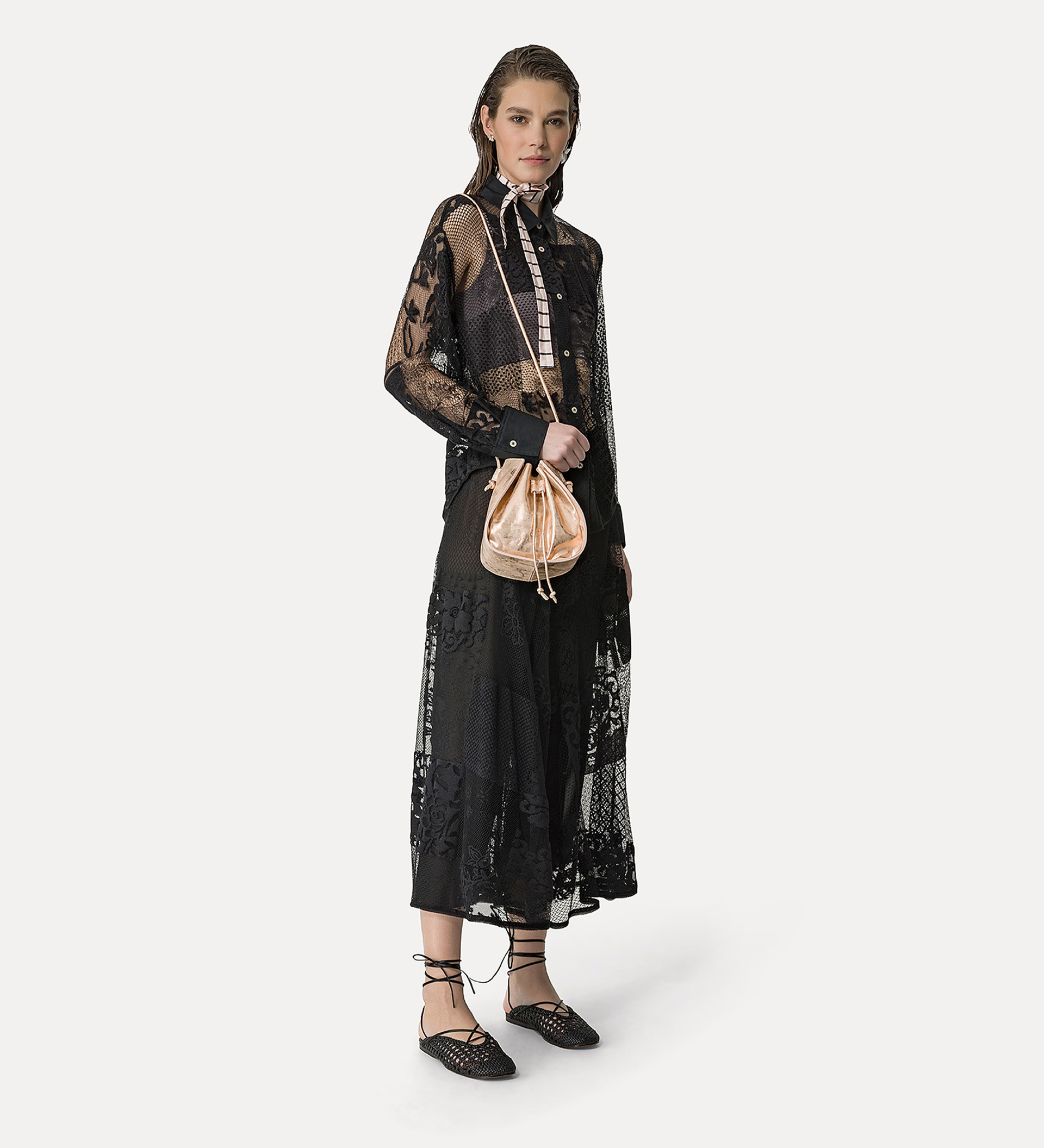 woven backless slipper in black | forte_forte