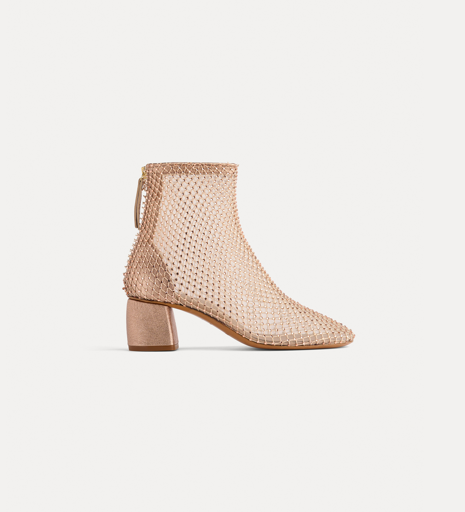 ankle boots in a beige–pink diamanté mesh | forte_forte
