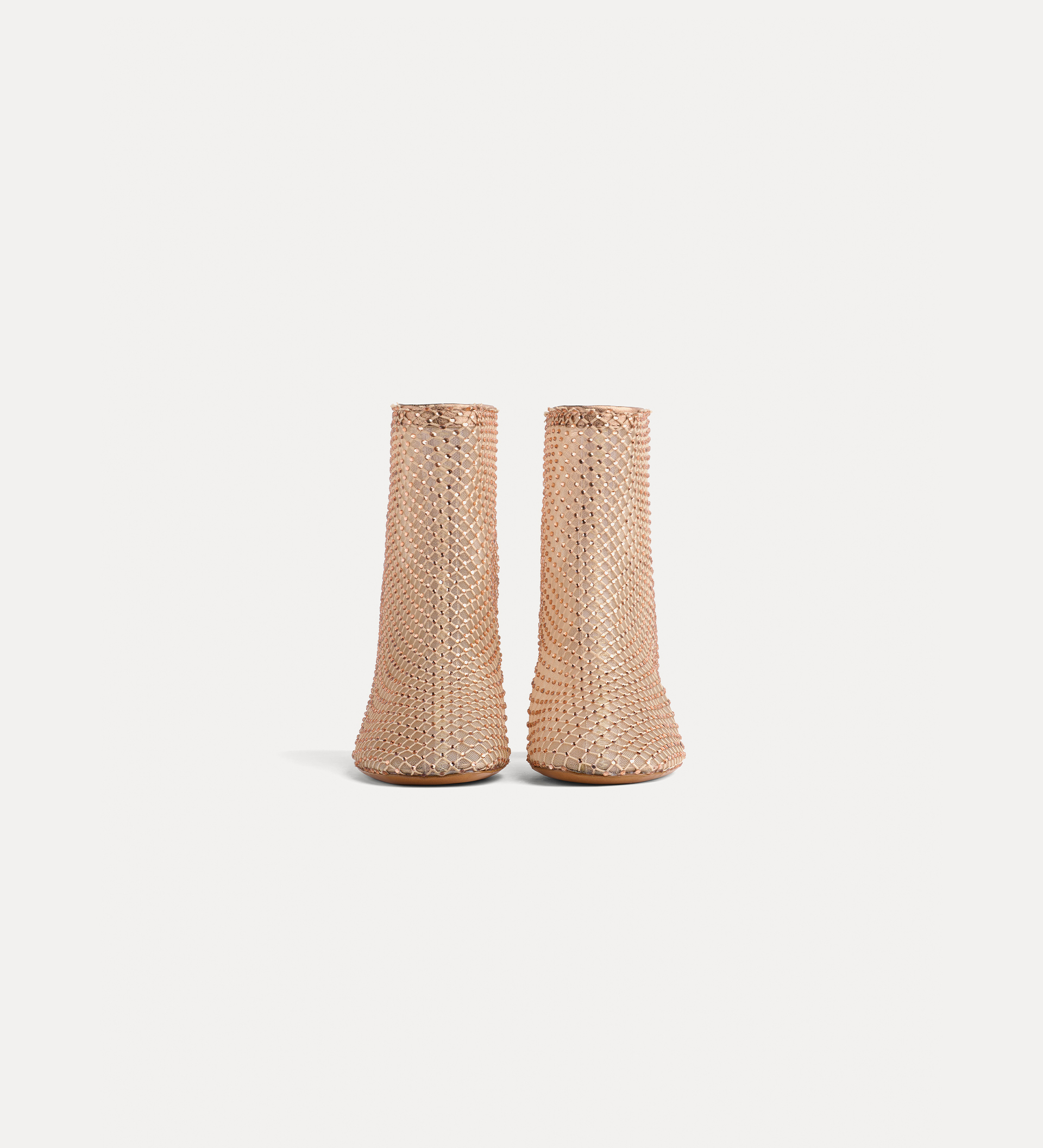 ankle boots in a beige–pink diamanté mesh | forte_forte