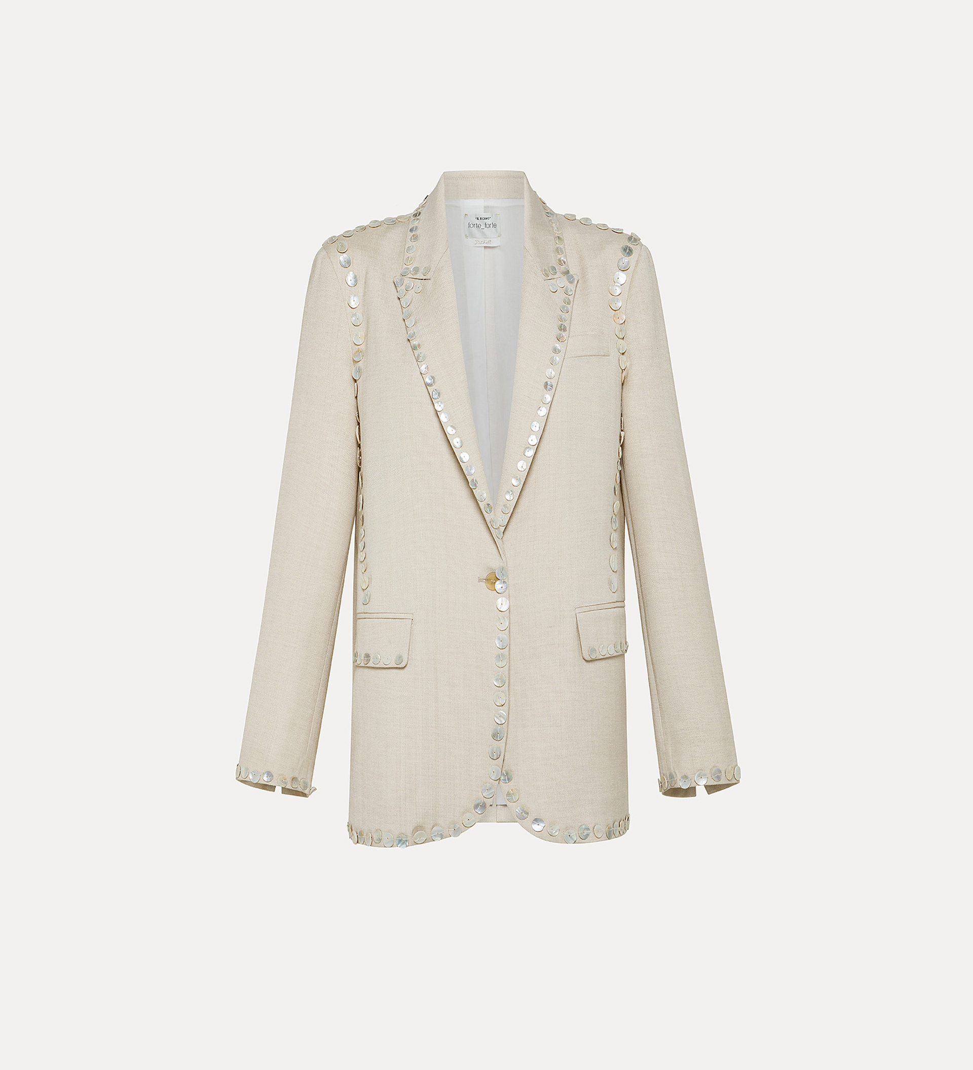 jacket in sandy–hued viscose and wool | forte_forte