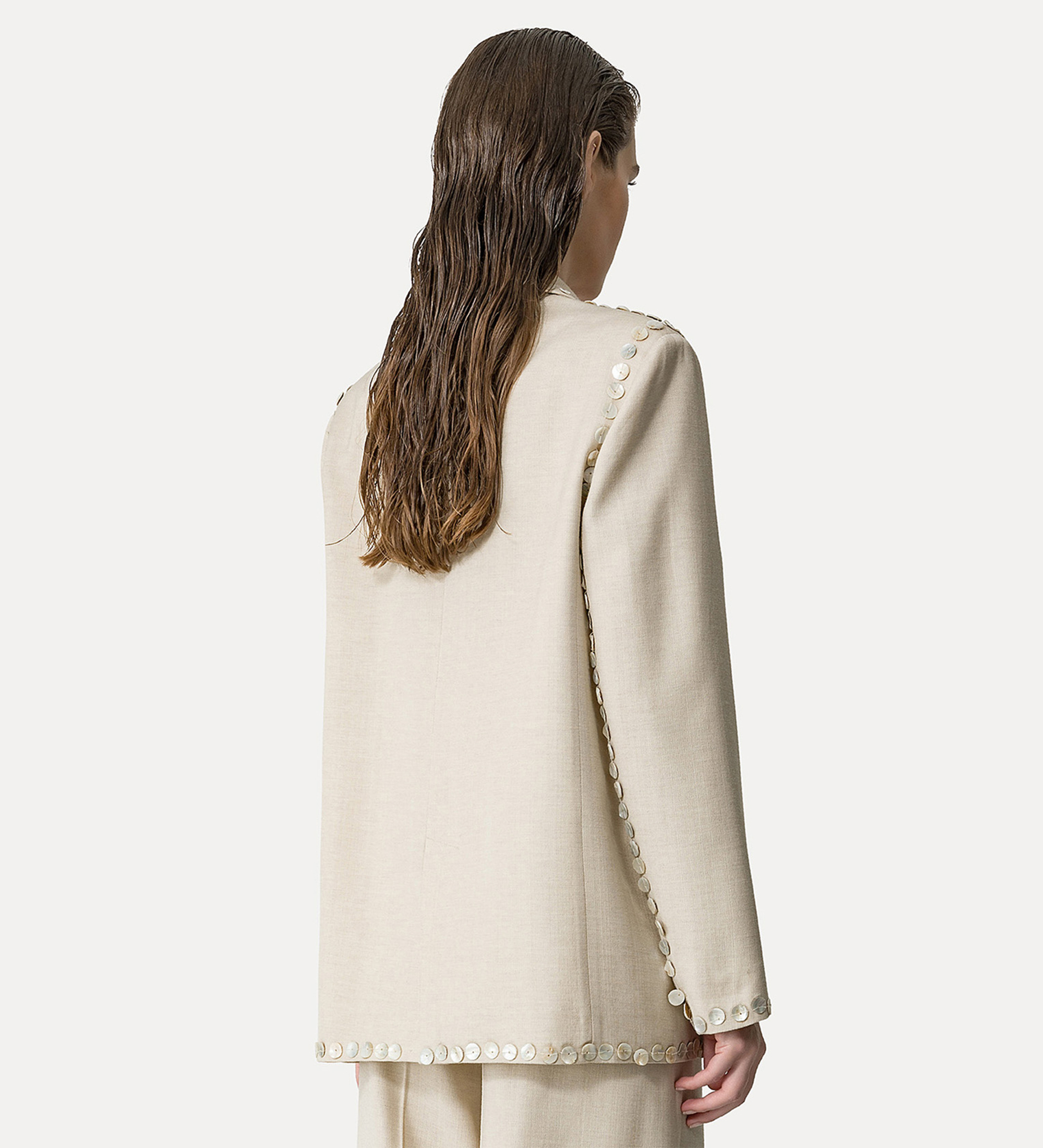 jacket in sandy–hued viscose and wool | forte_forte