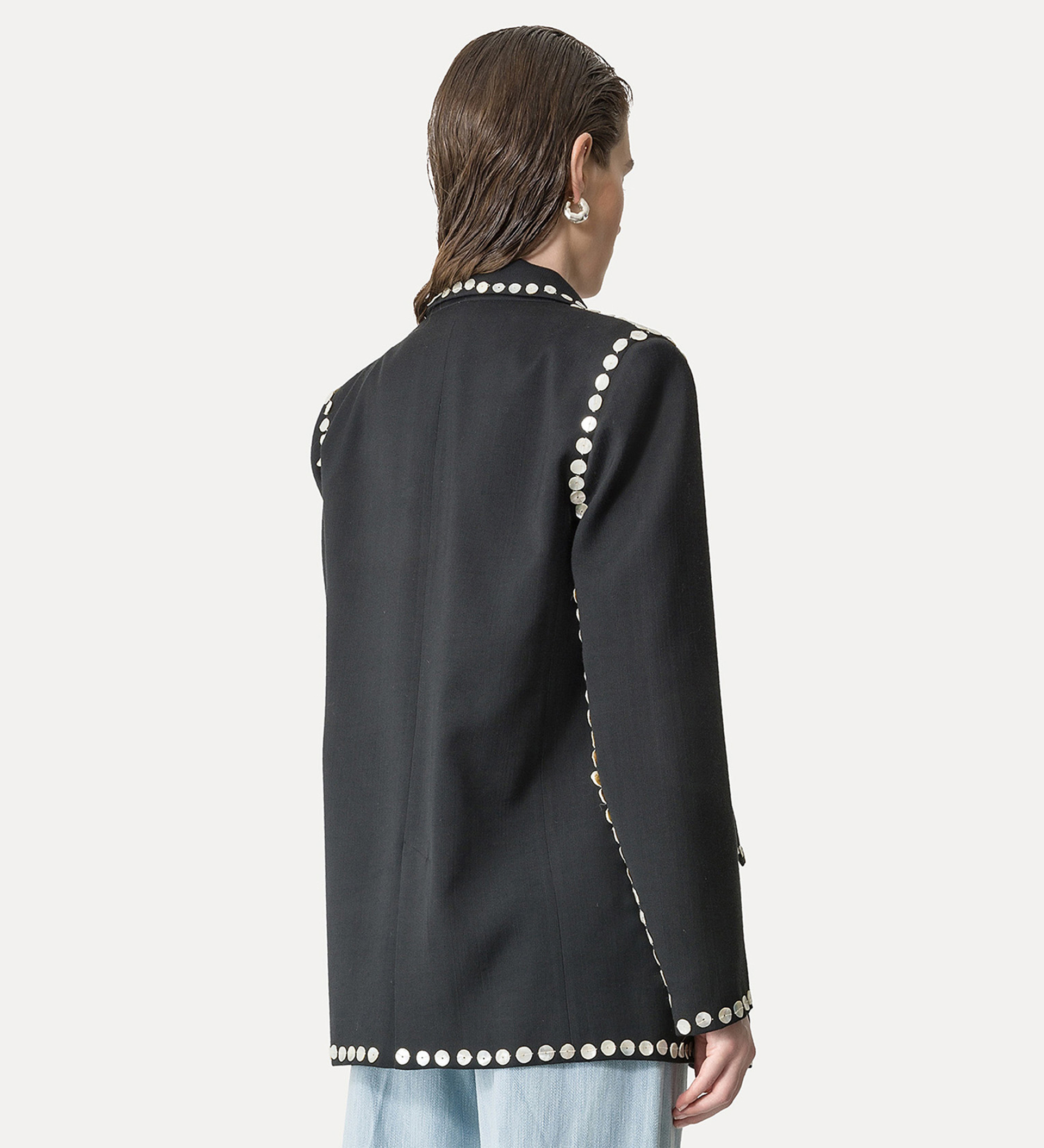 jacket in black viscose and wool | forte_forte
