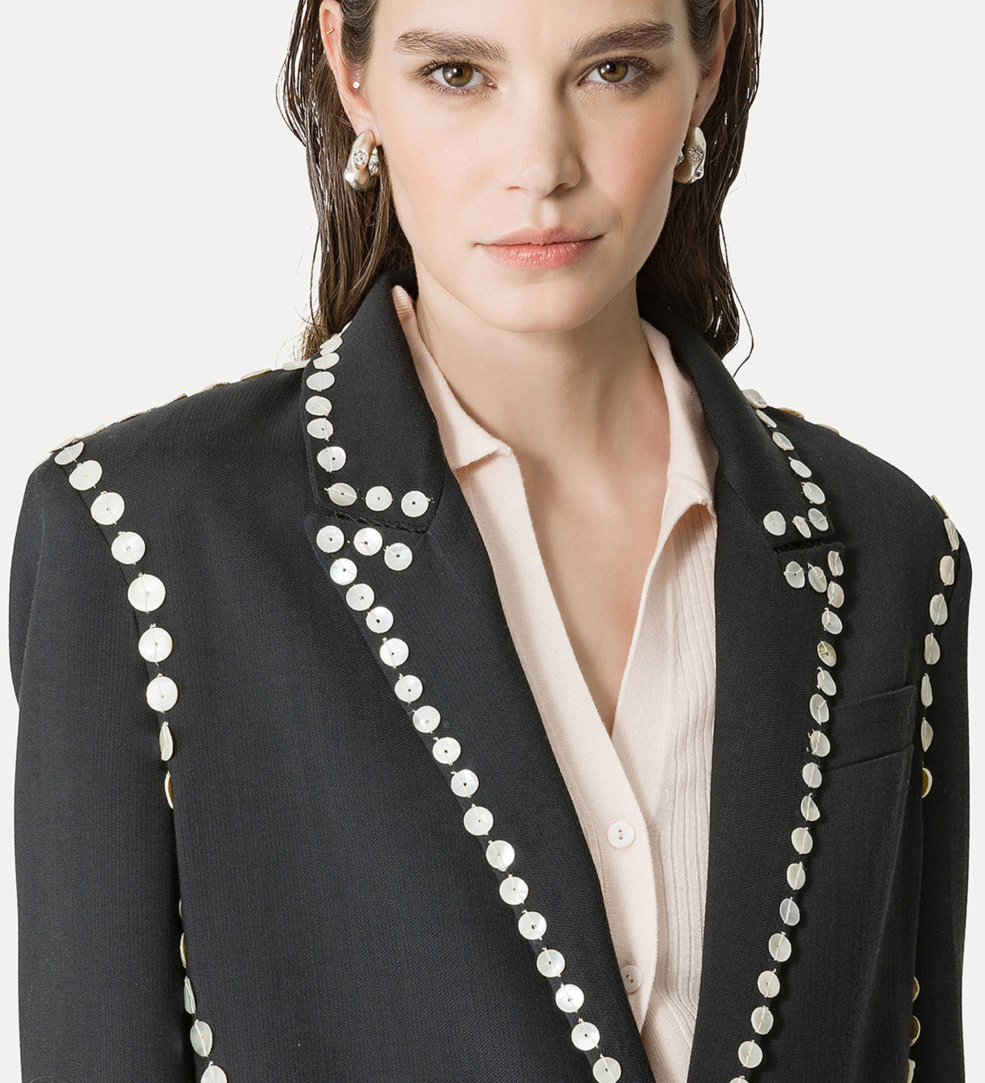 jacket in black viscose and wool | forte_forte