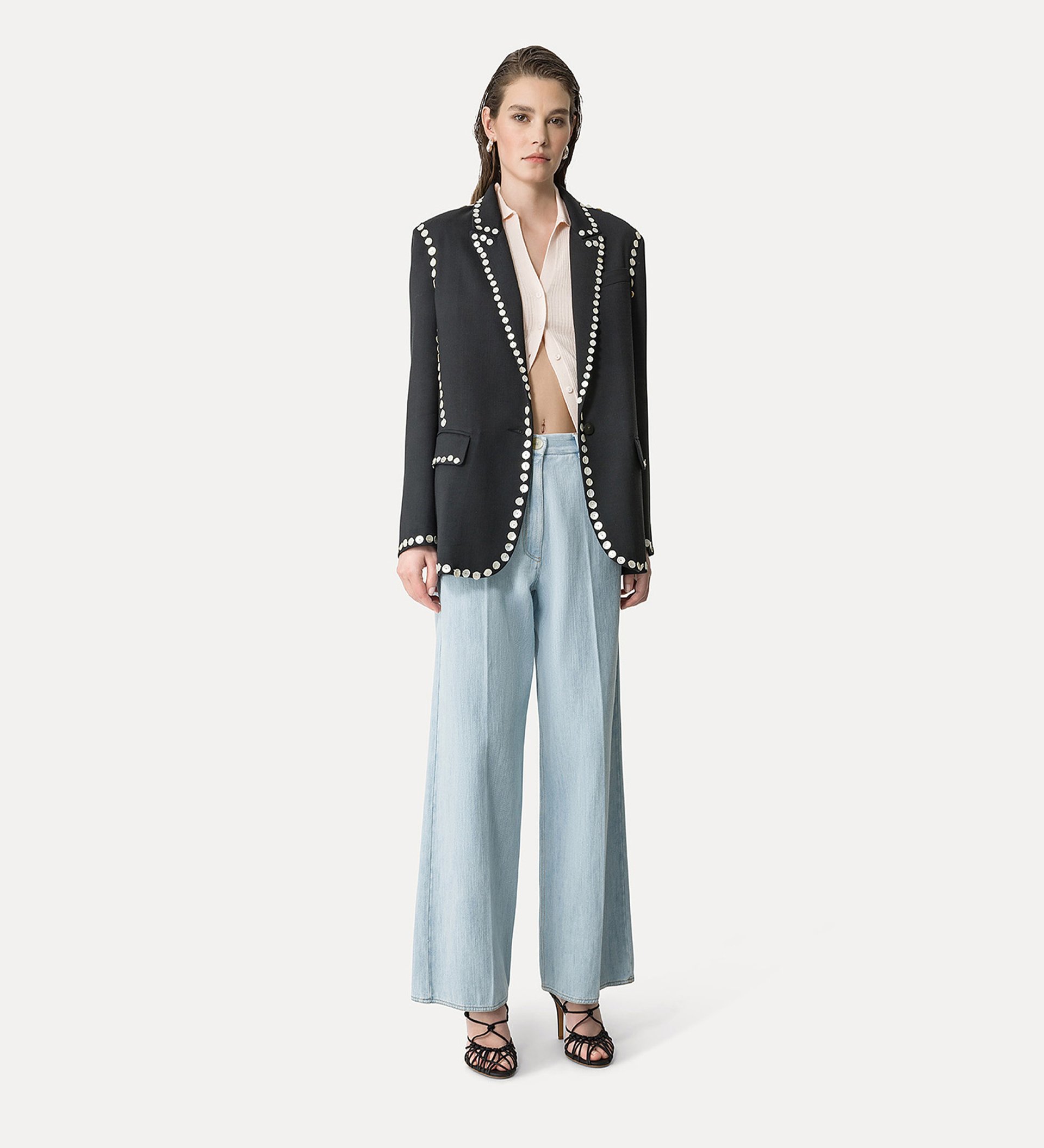 jacket in black viscose and wool | forte_forte