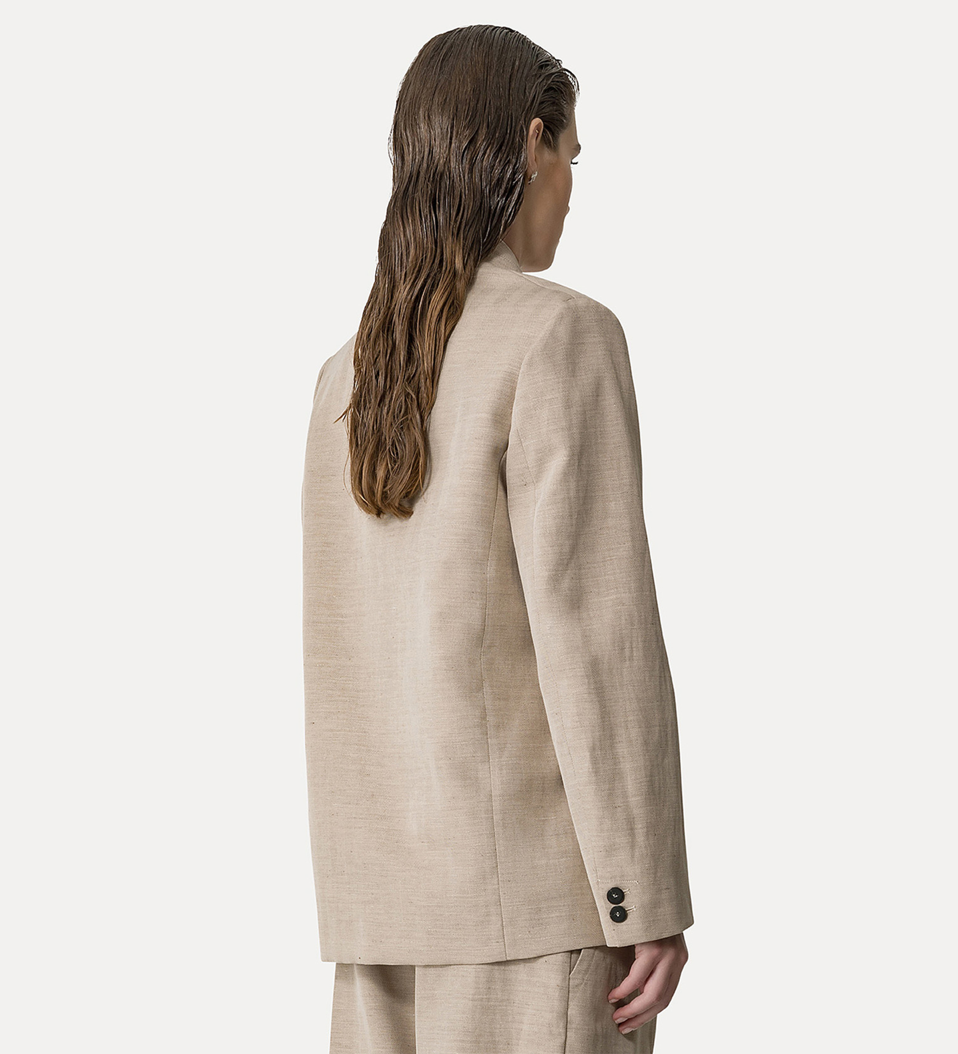 veste sans col en lin mélangé | forte_forte