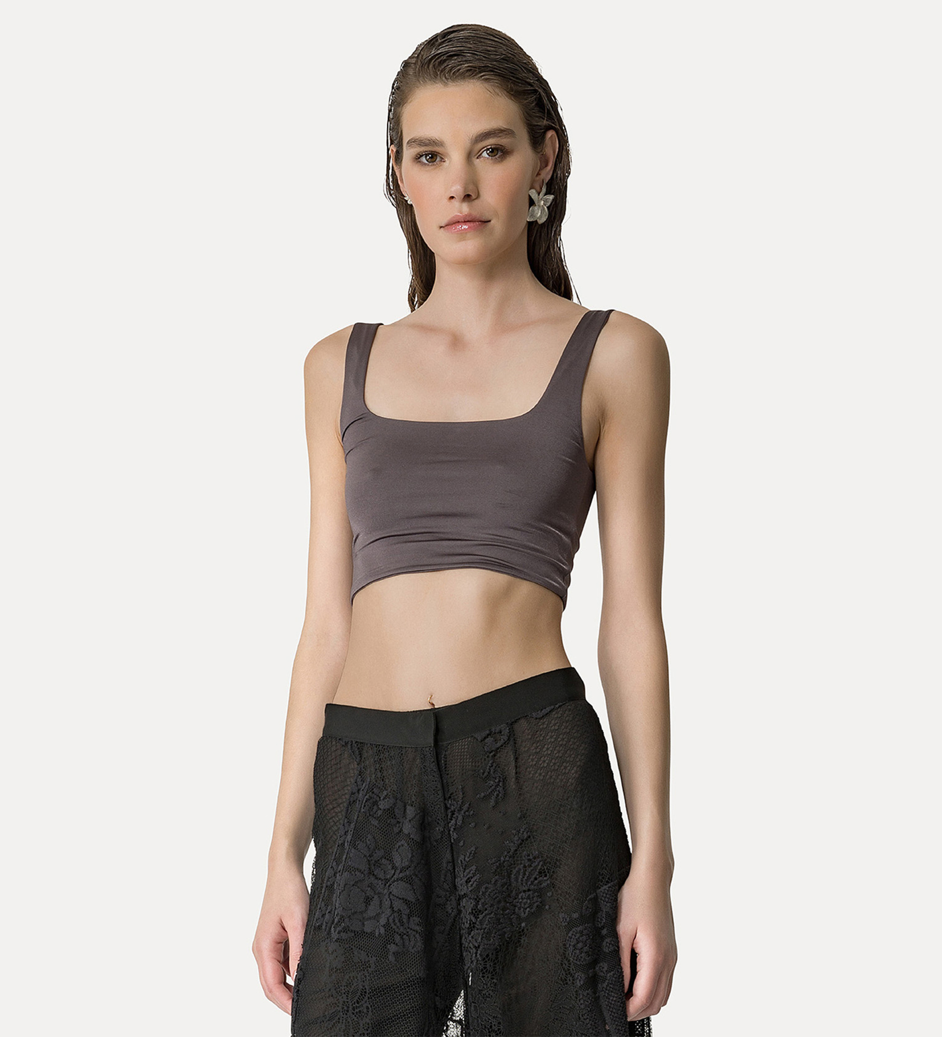 bralette in glossy grey jersey | forte_forte